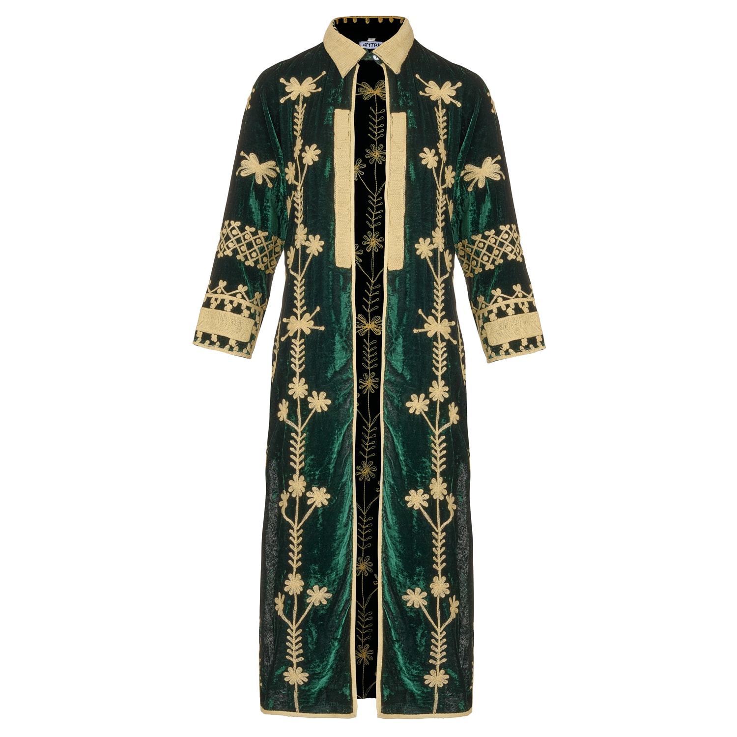 Suki Royal Green Silk Velvet Suki Coat | Antra Designs | Wolf & Badger