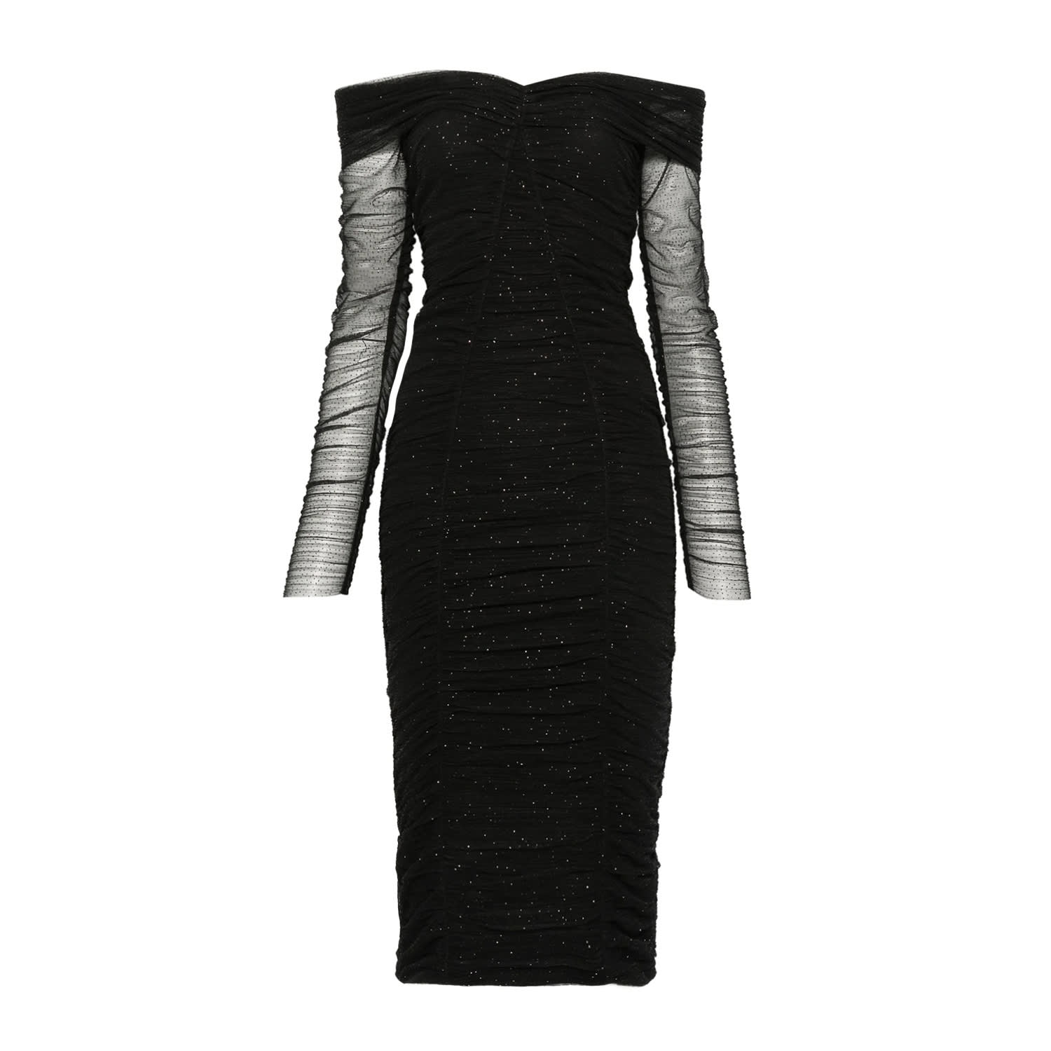 ruched tulle dress Ruched Wrap Bodice Tulle Maxi Dress with Full Skirt