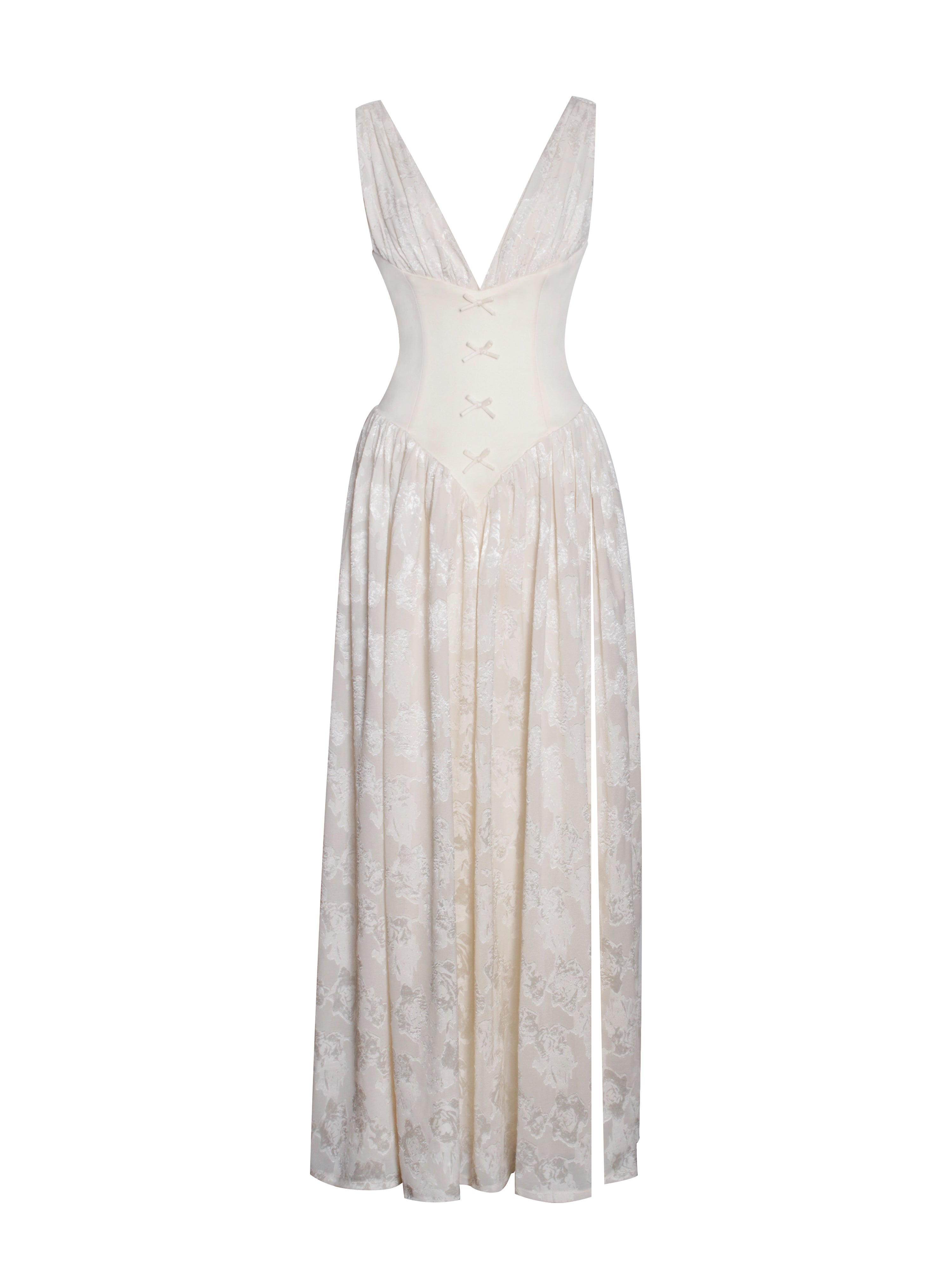 sabrina butter yellow high slit jacquard maxi dress Sabrina Butter Yellow High Slit Jacquard Maxi Dress