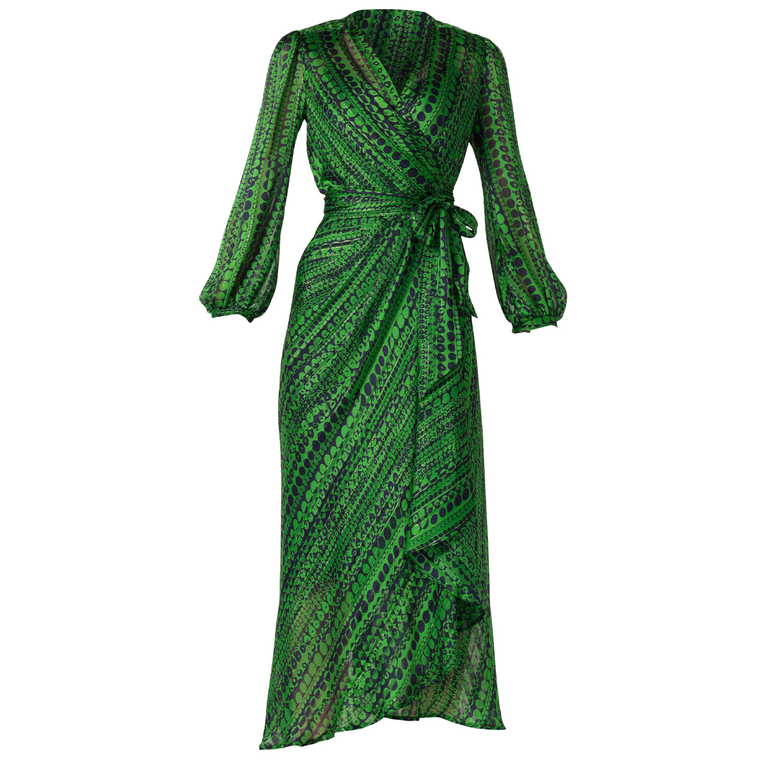 amazon green wrap dress SER.O.YA Demi Dress Amazon Green Silk Long Sleeve XXS NWT $495