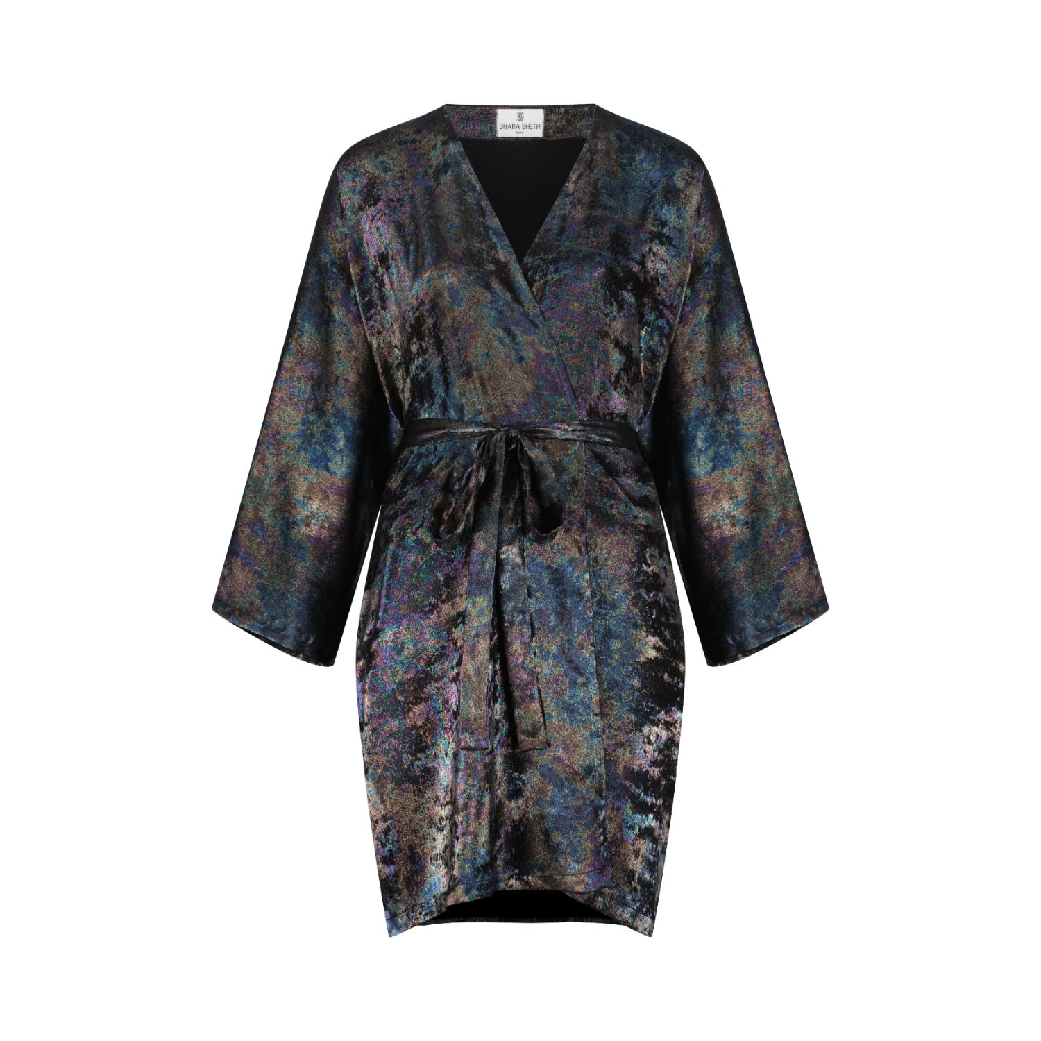 short kimono wrap dress Linen wrap loose short kimono sleeves summer dress with pockets and belt, Navy dark blue wide v-neck wrap natural washed Linen dresses