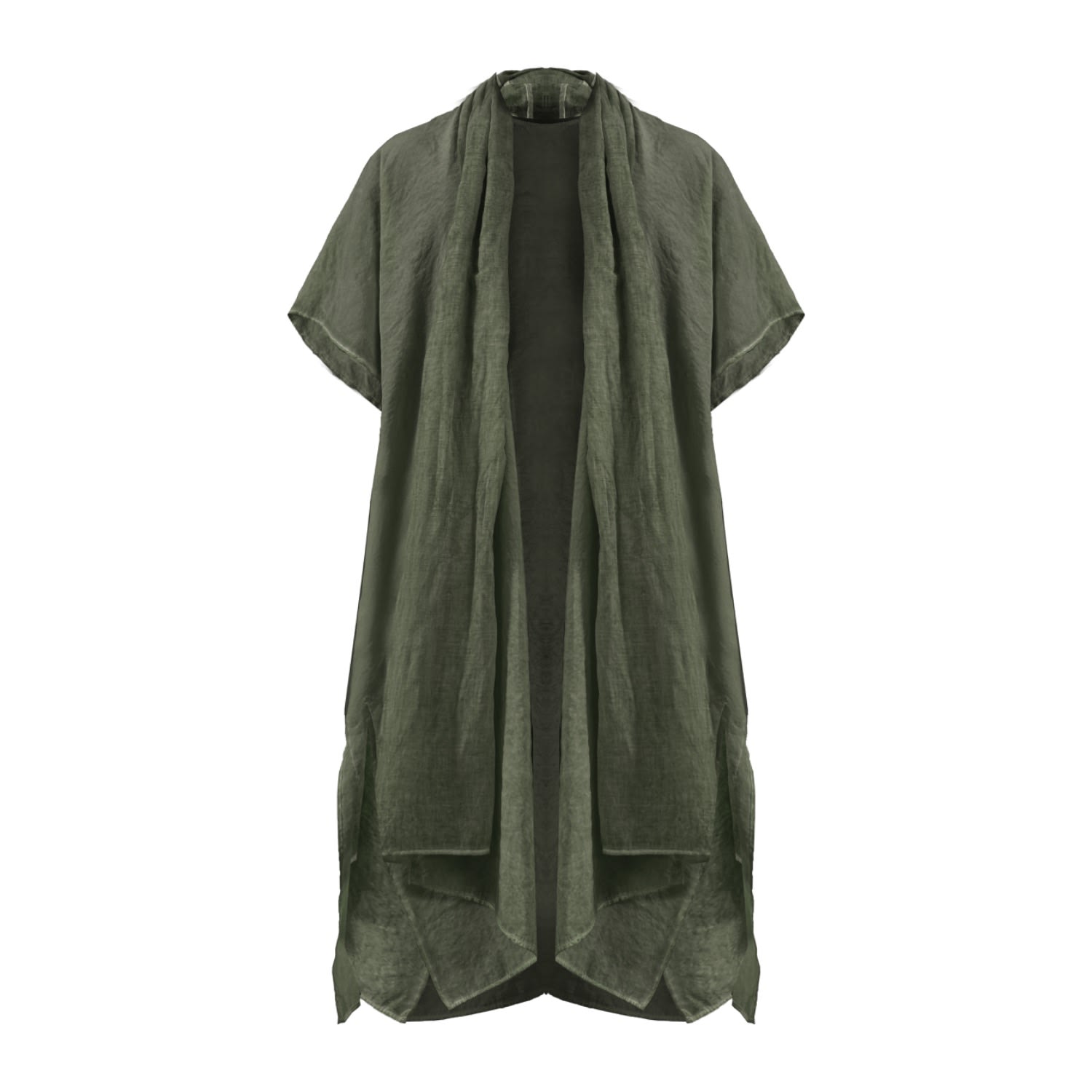 緑*茶様 imozon saving clothing limited mika Shawl Kimono - Khaki Green - Unisex Hooded Kimono | Zhenabia