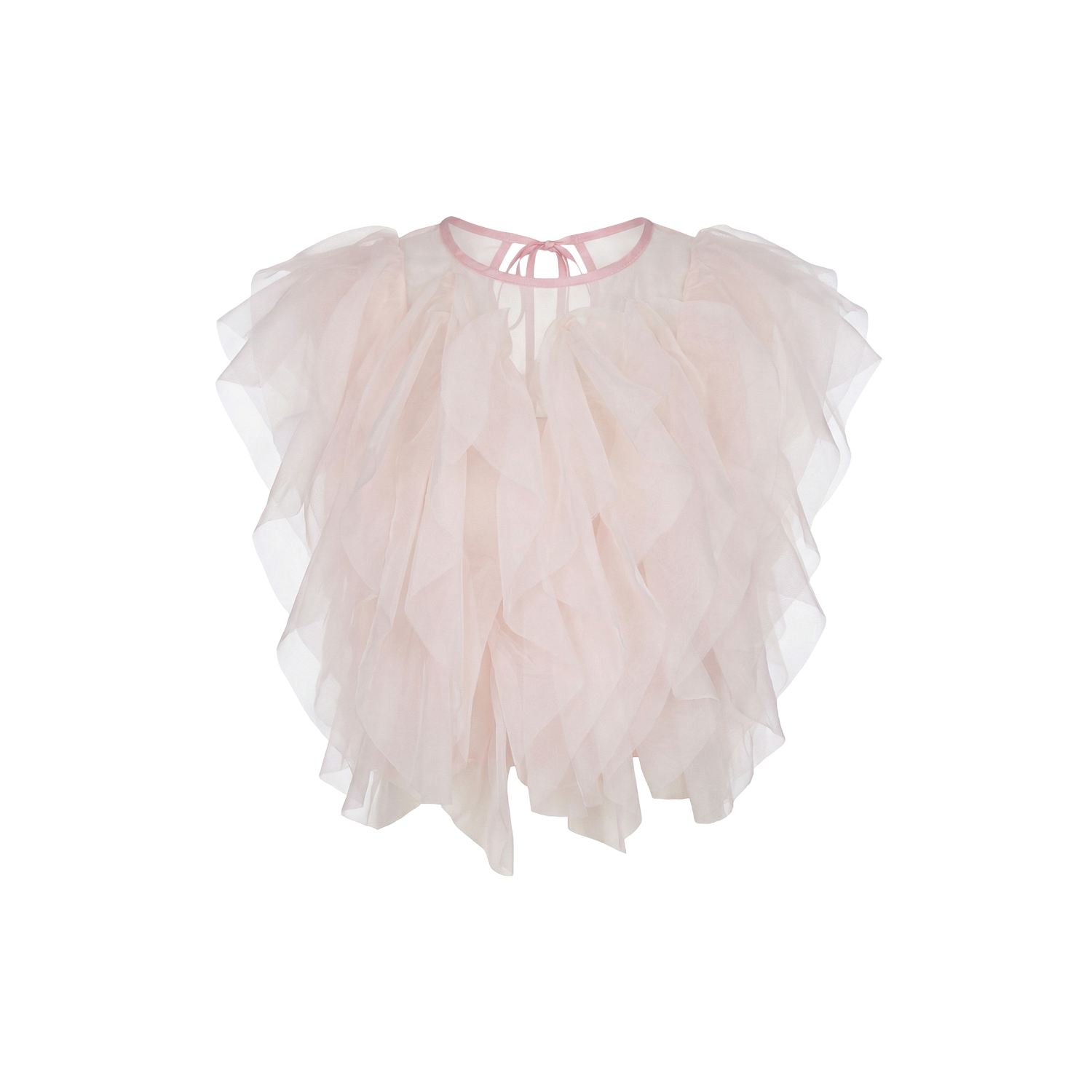 Sheer Tulle Blouse With Cascading Ruffles | Modenaire | Wolf & Badger