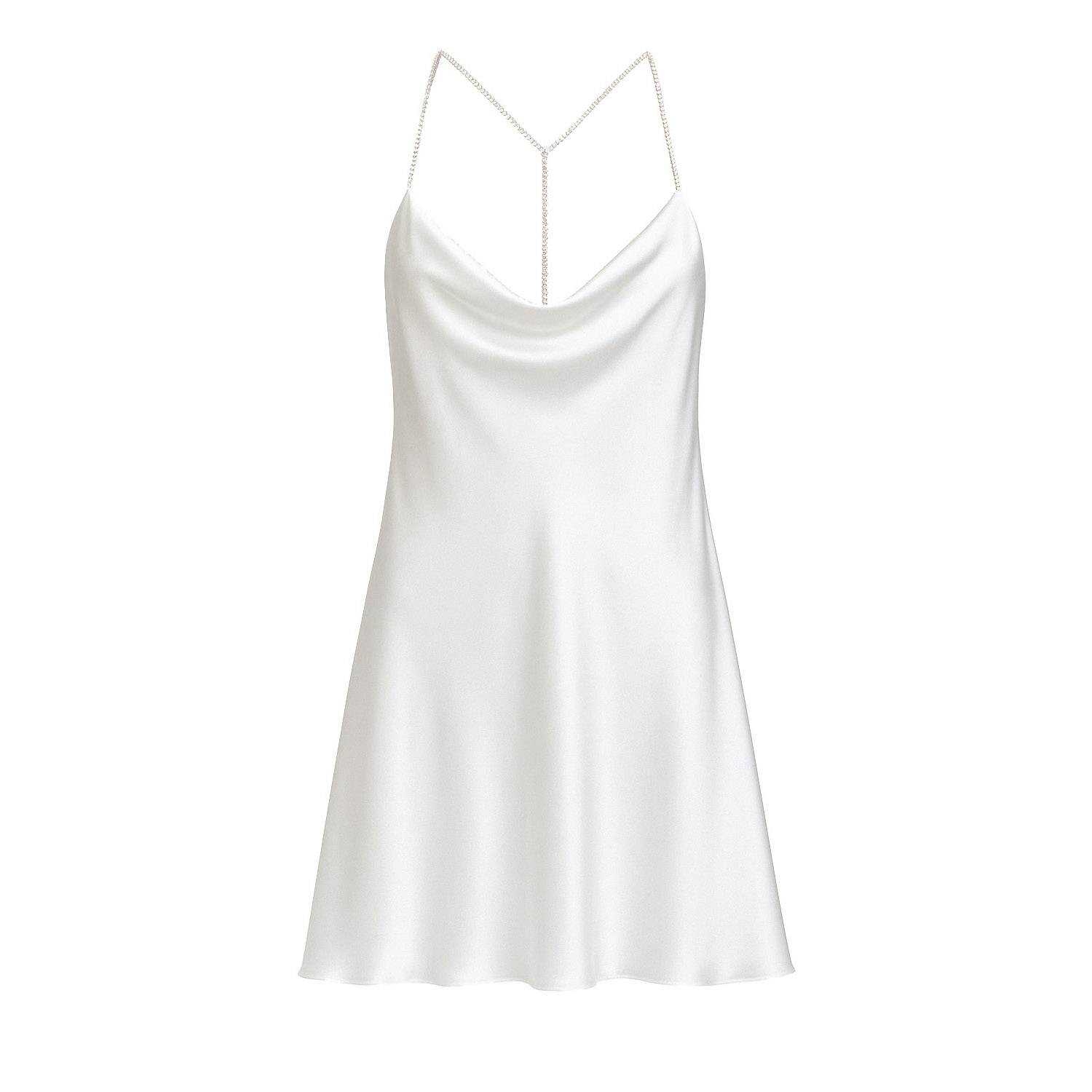 White Silk Mini Dress Spaghetti Strap Women Satin Backless Mini