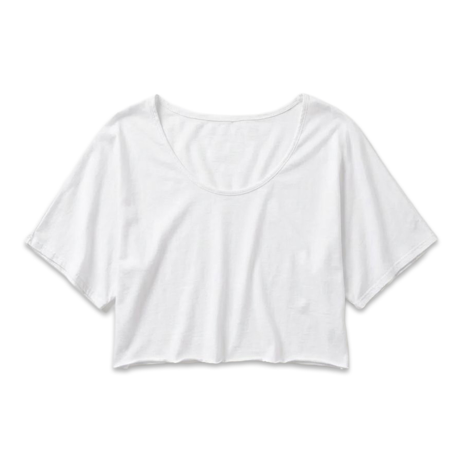 Slouch Wide Scoop Neck Cropped Tee - White | Noend Denim | Wolf