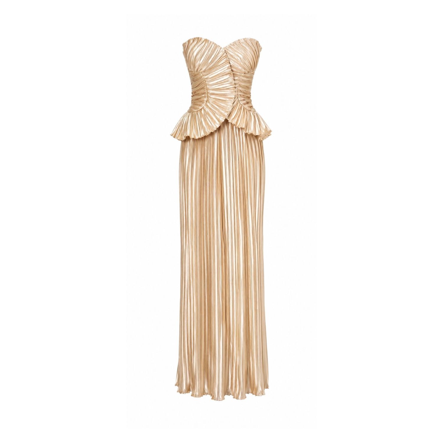 Sofia Pleated Maxi Dress Champagne | Curated Row | Wolf & Badger