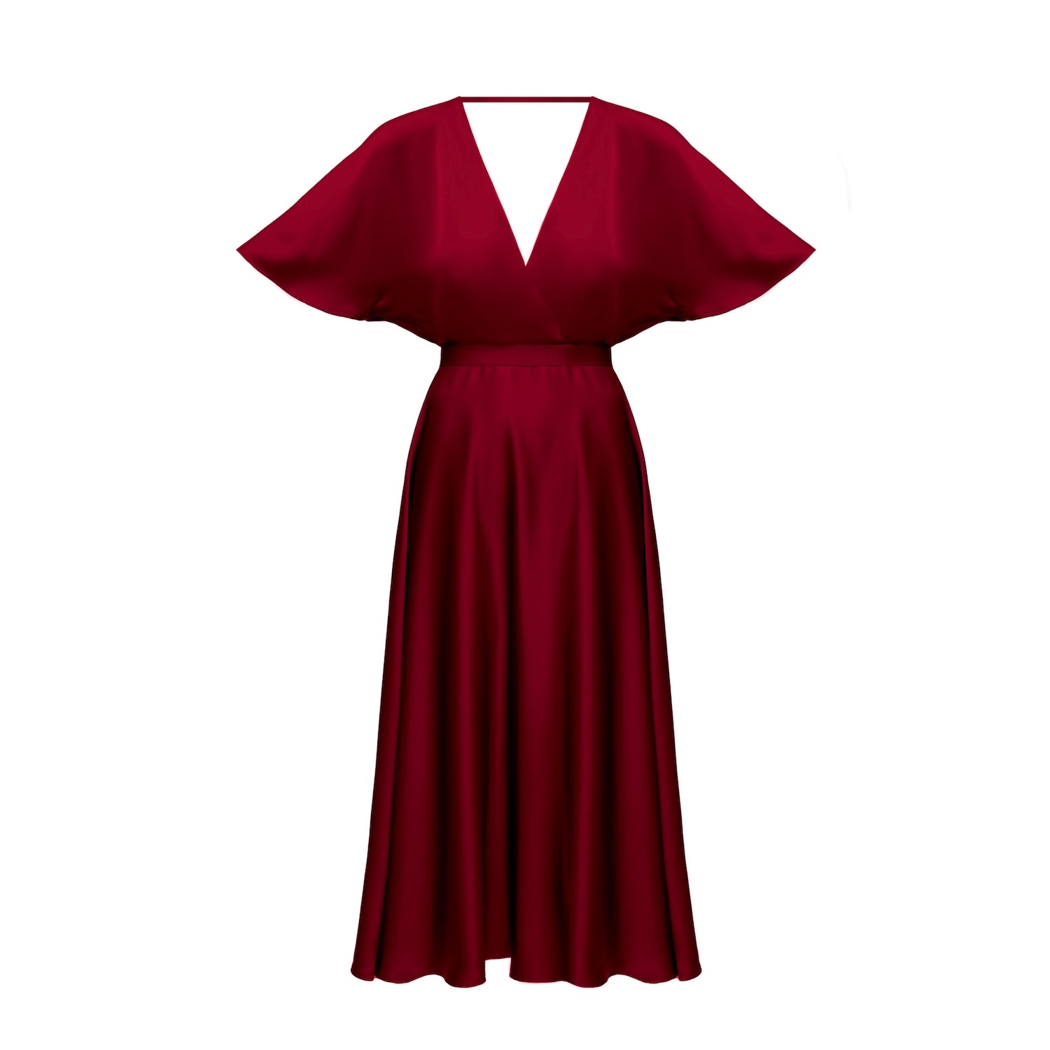 green emerald velvet dress Butterfly Sleeve Sweetheart Midi Evening Dress – HAREM's Brides main image 0