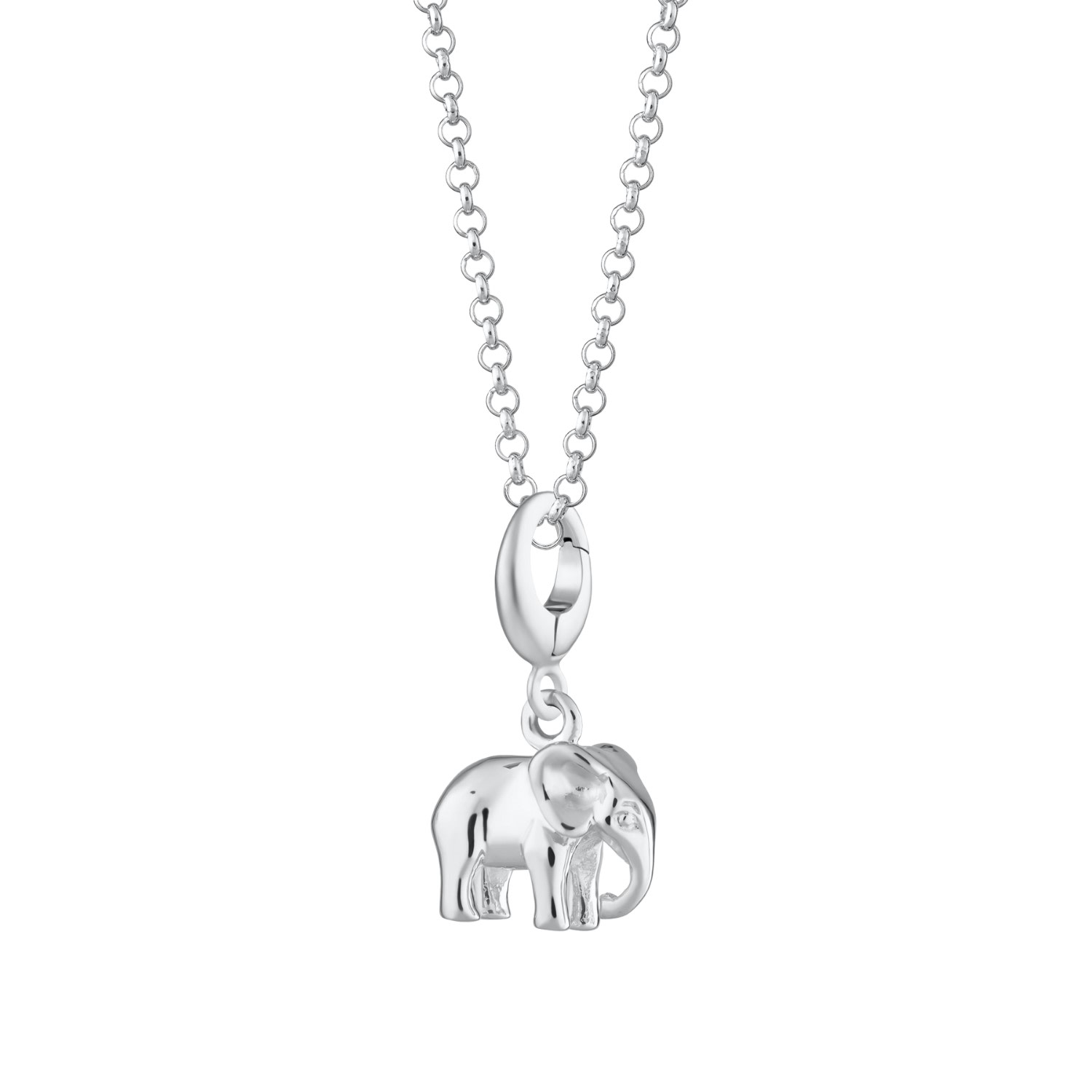 Sterling Silver Elephant Charm Necklace Lily Charmed Wolf Badger