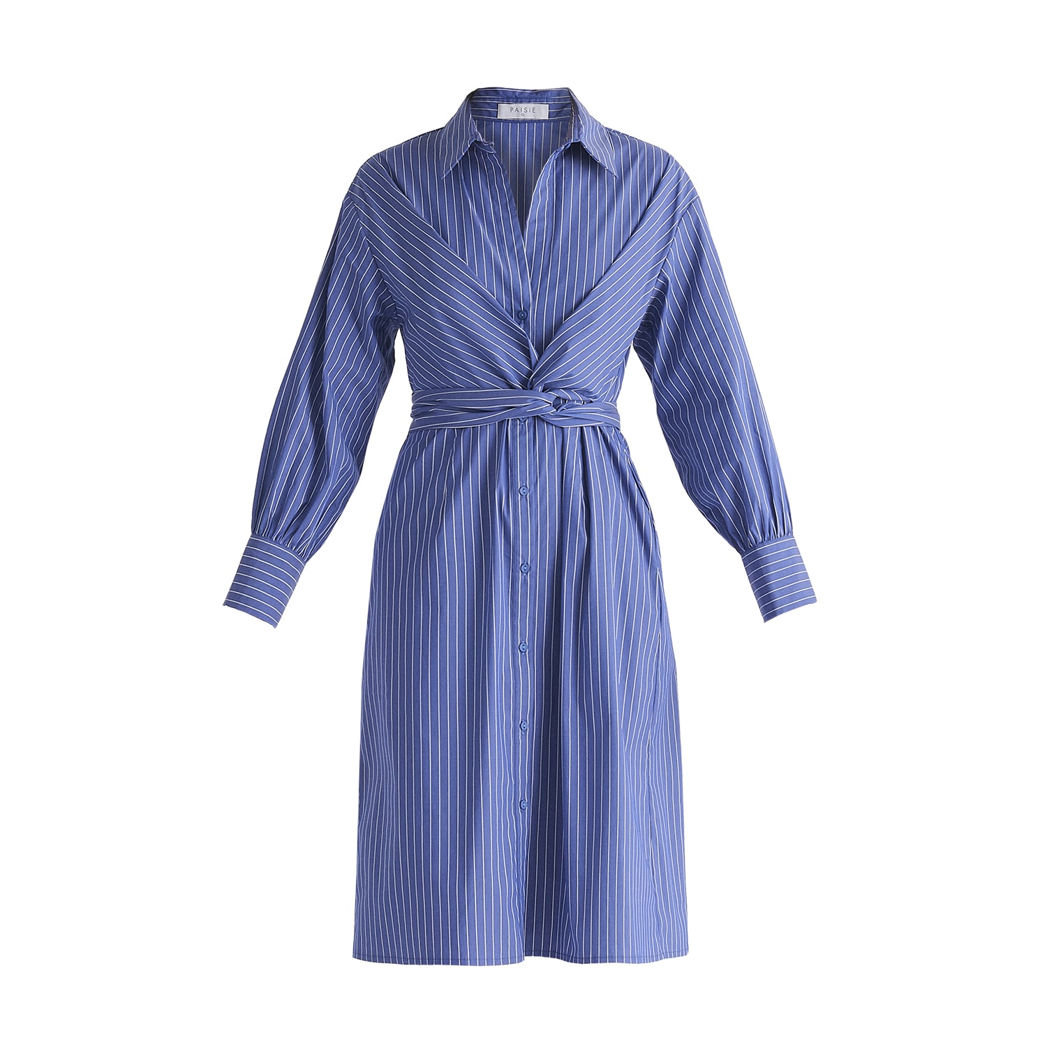 blue and white striped long sleeve dress ZARA 100% Cotton Stripe midi shirt dress Long sleeves collar XS M L XL XXL  Blue