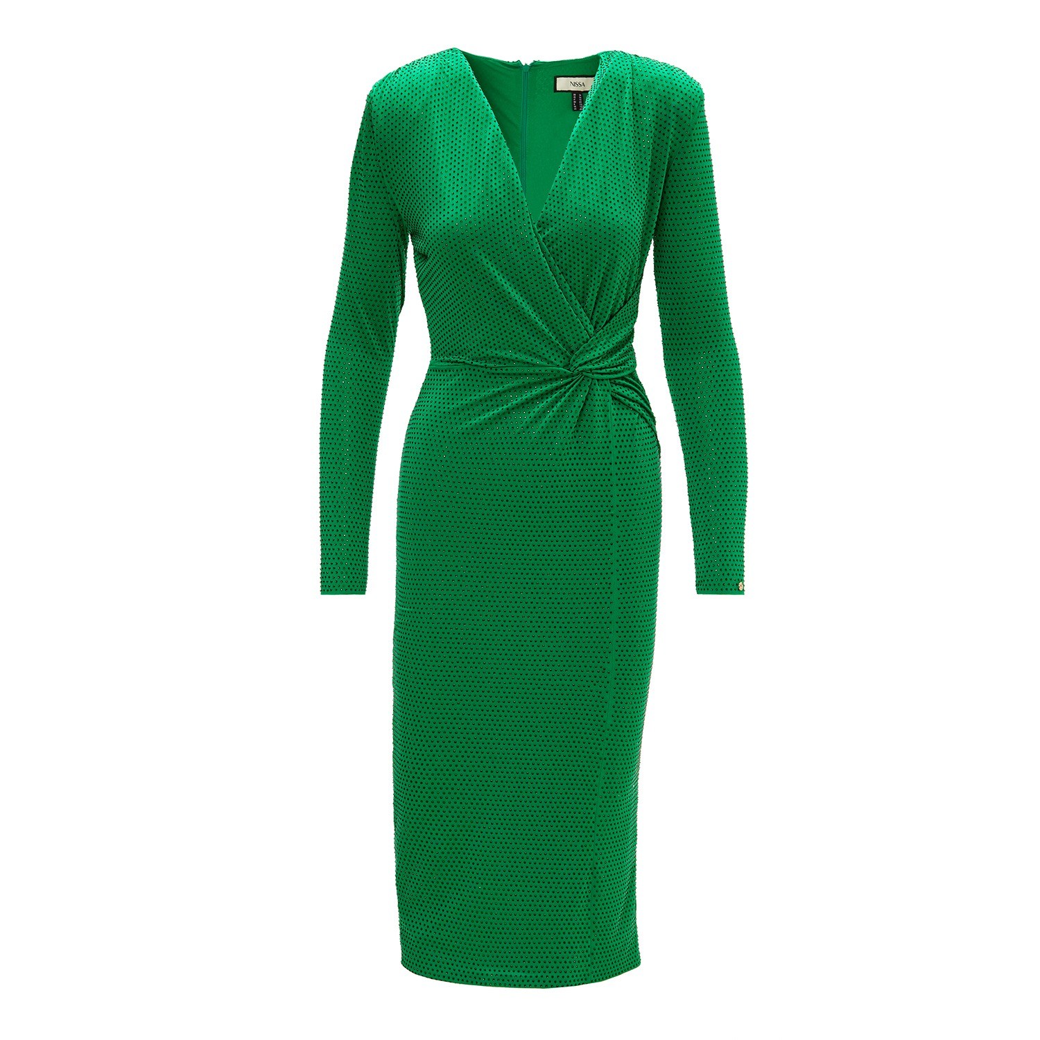 Stud-Embellished Midi Dress Green | Nissa | Wolf & Badger
