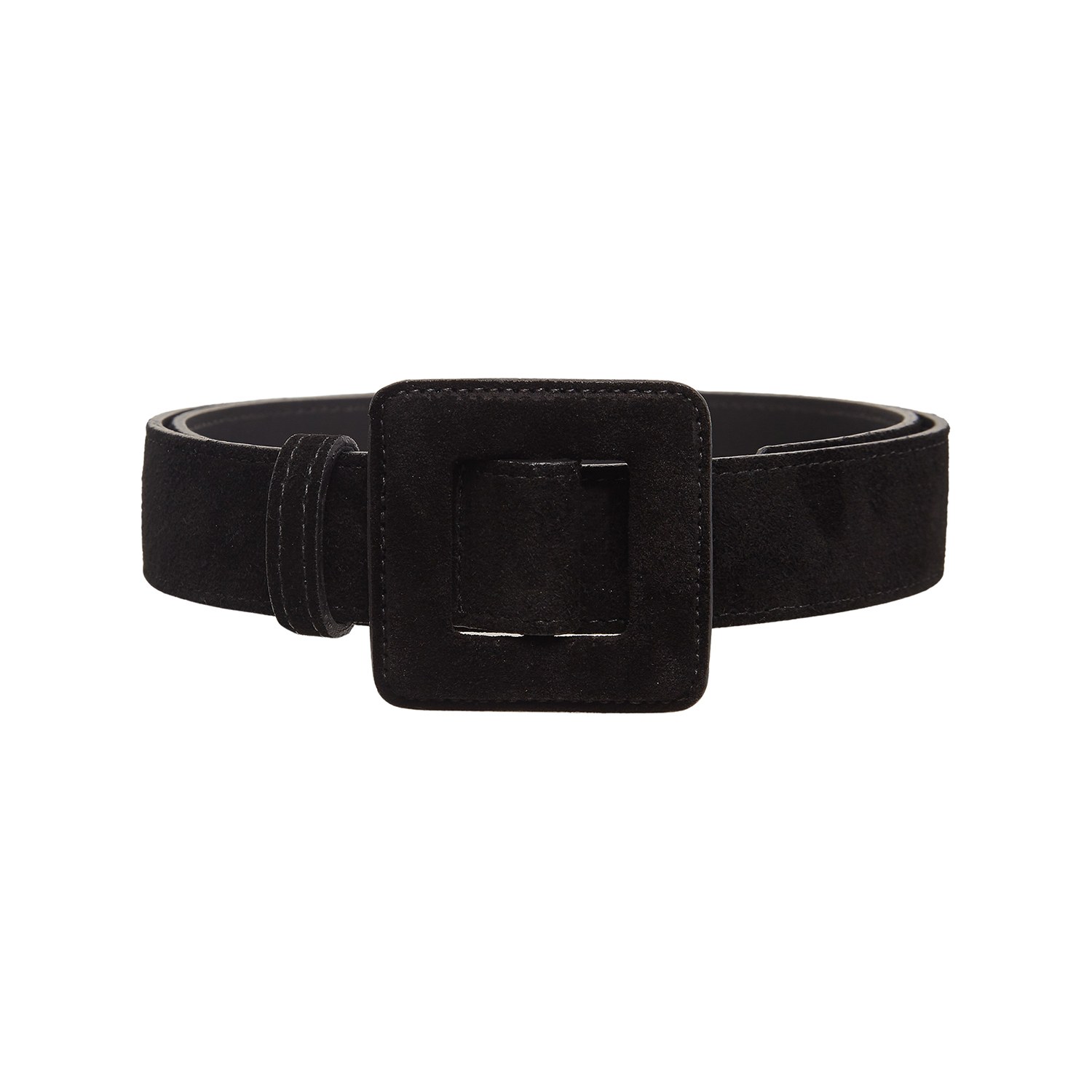 Suede Mini Square Buckle Belt - Black | BeltBe | Wolf & Badger