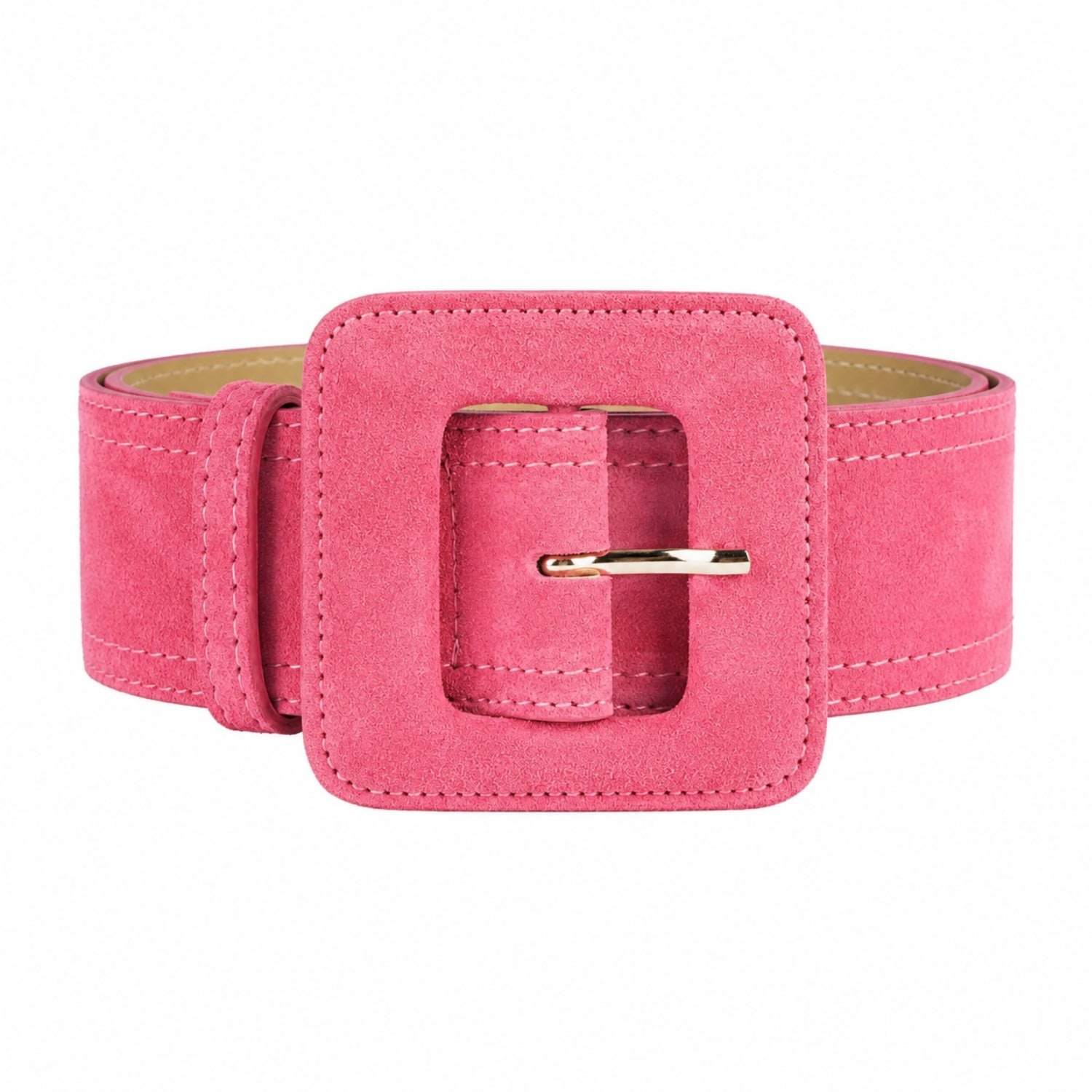 Suede Square Buckle Belt - Bubblegum Pink | BeltBe | Wolf & Badger
