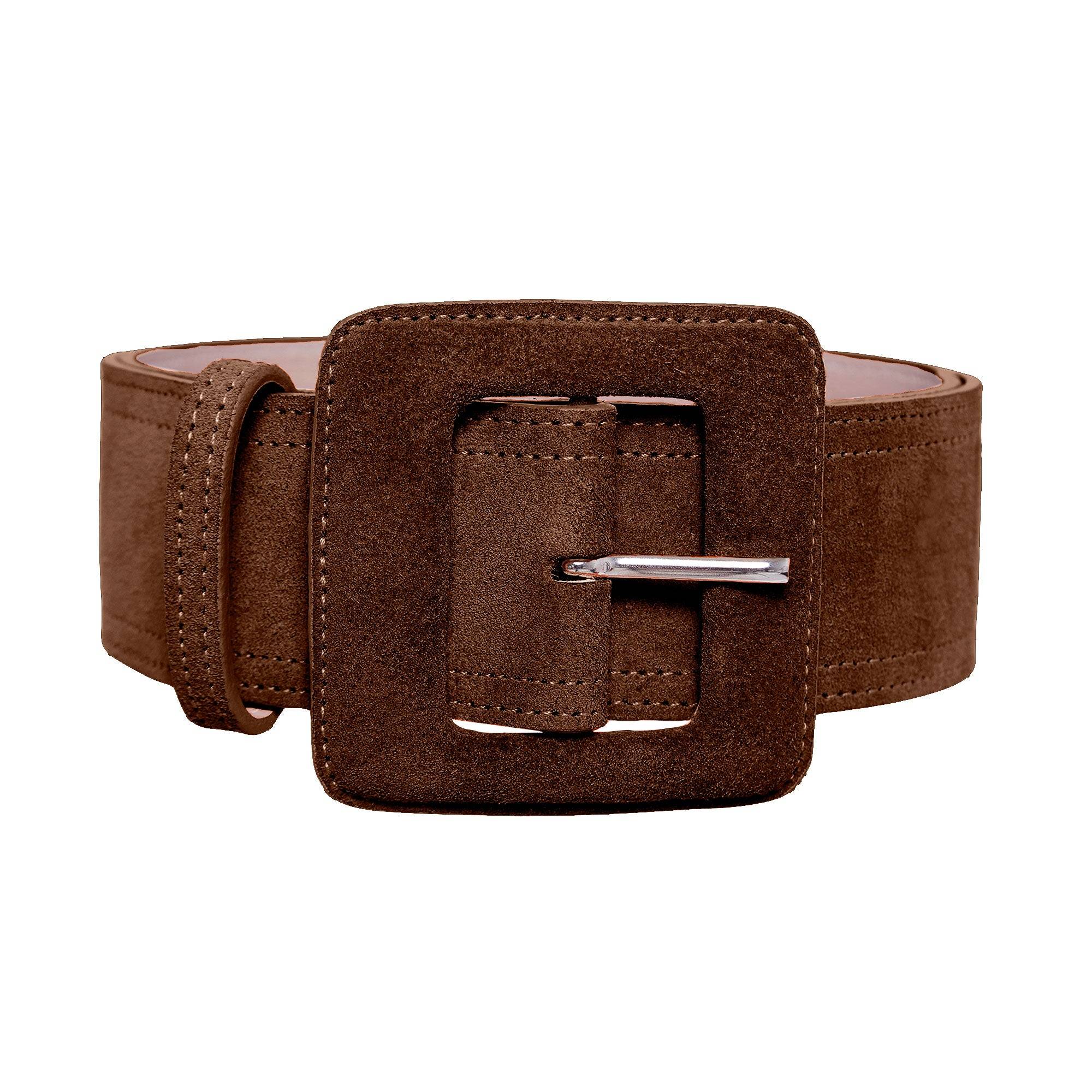 Suede Square Buckle Belt - Coffee | BeltBe | Wolf & Badger