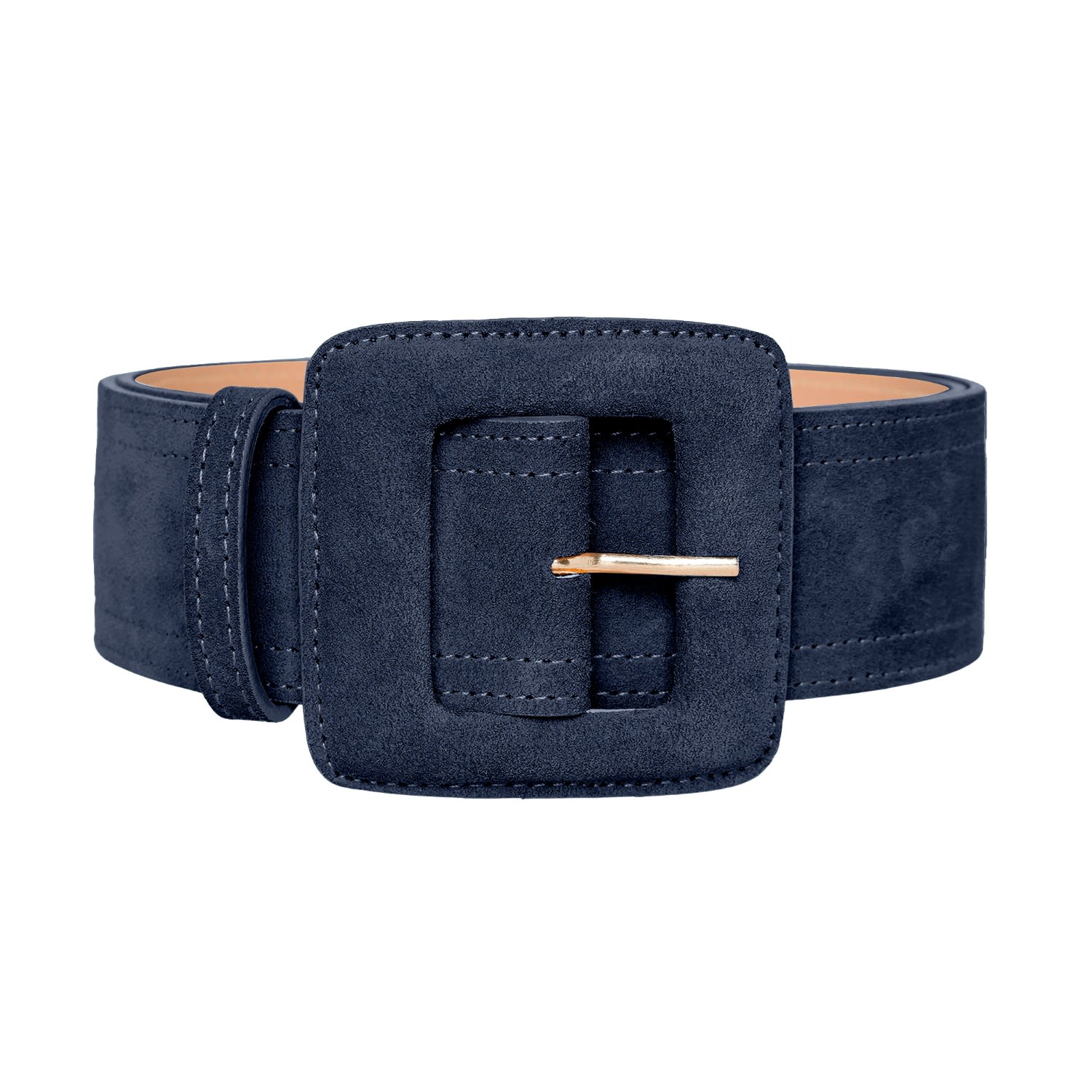 Suede Square Buckle Belt - Navy Blue | BeltBe | Wolf & Badger