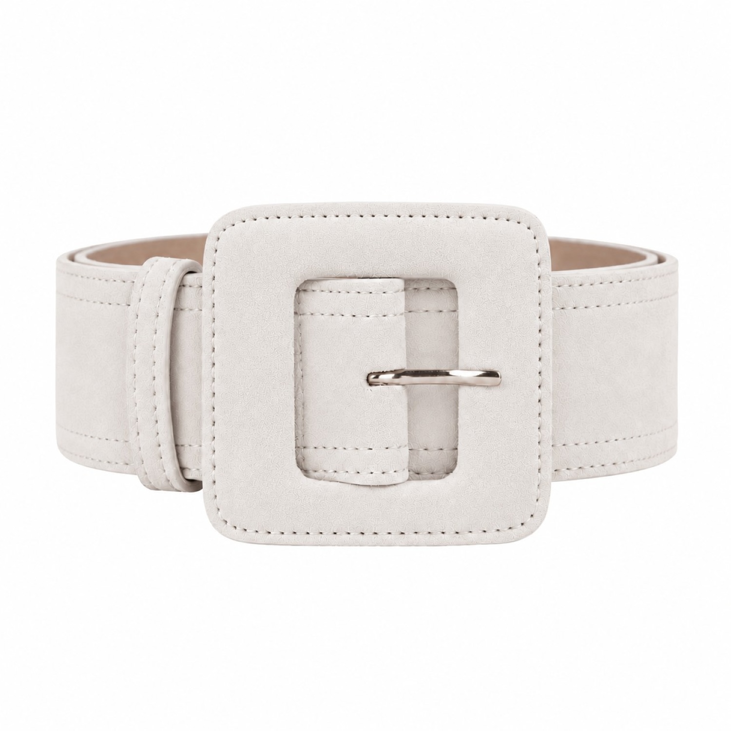 Suede Square Buckle Belt - Off White | BeltBe | Wolf & Badger