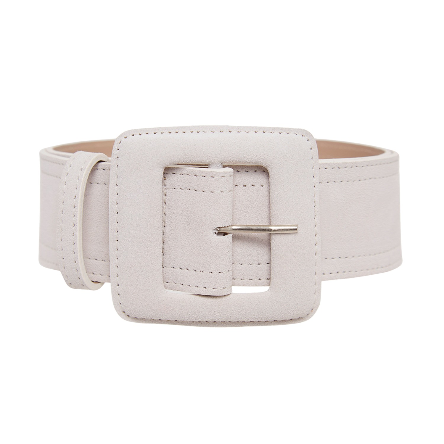 Suede Square Buckle Belt - Off White | BeltBe | Wolf & Badger