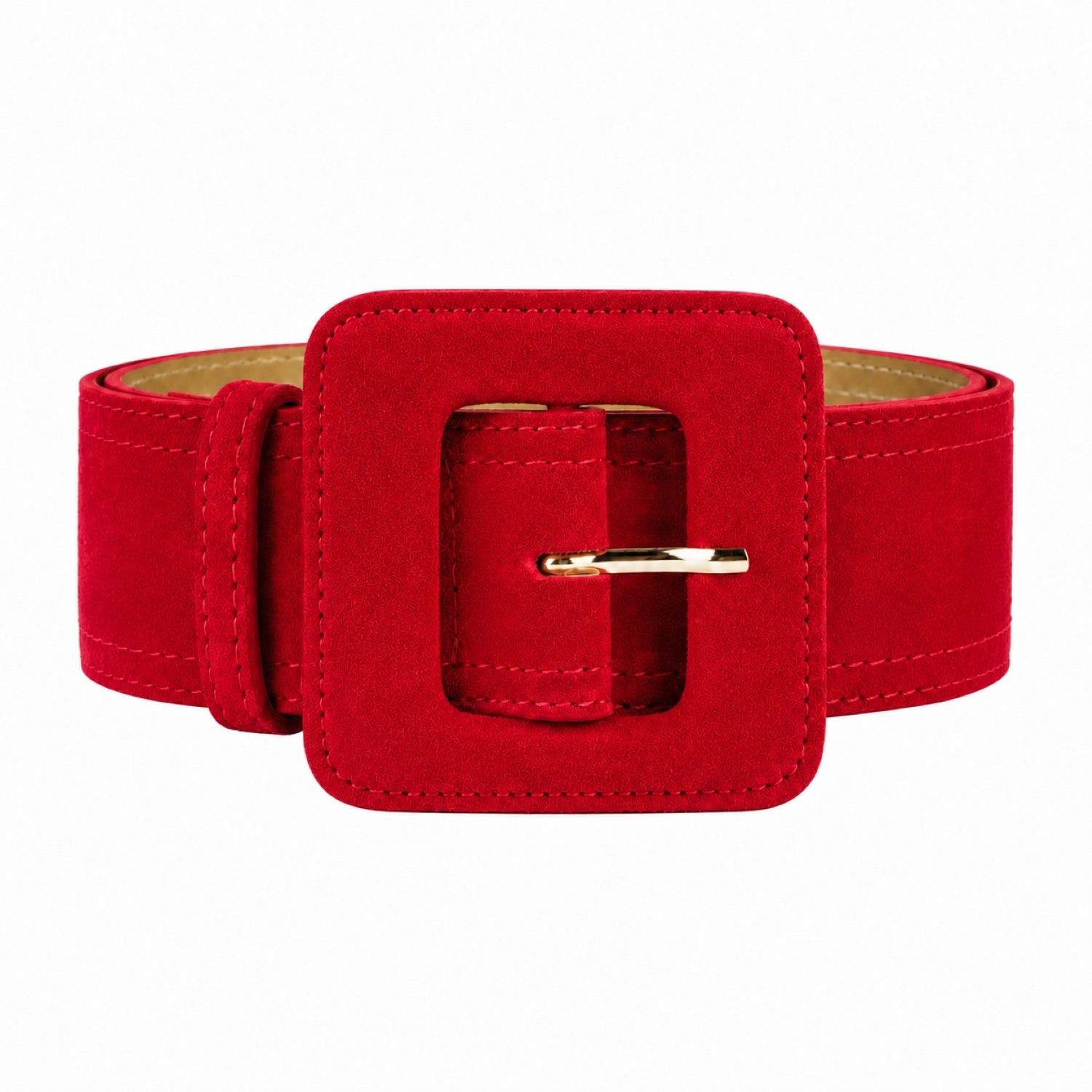 Suede Square Buckle Belt - Red | BeltBe | Wolf & Badger