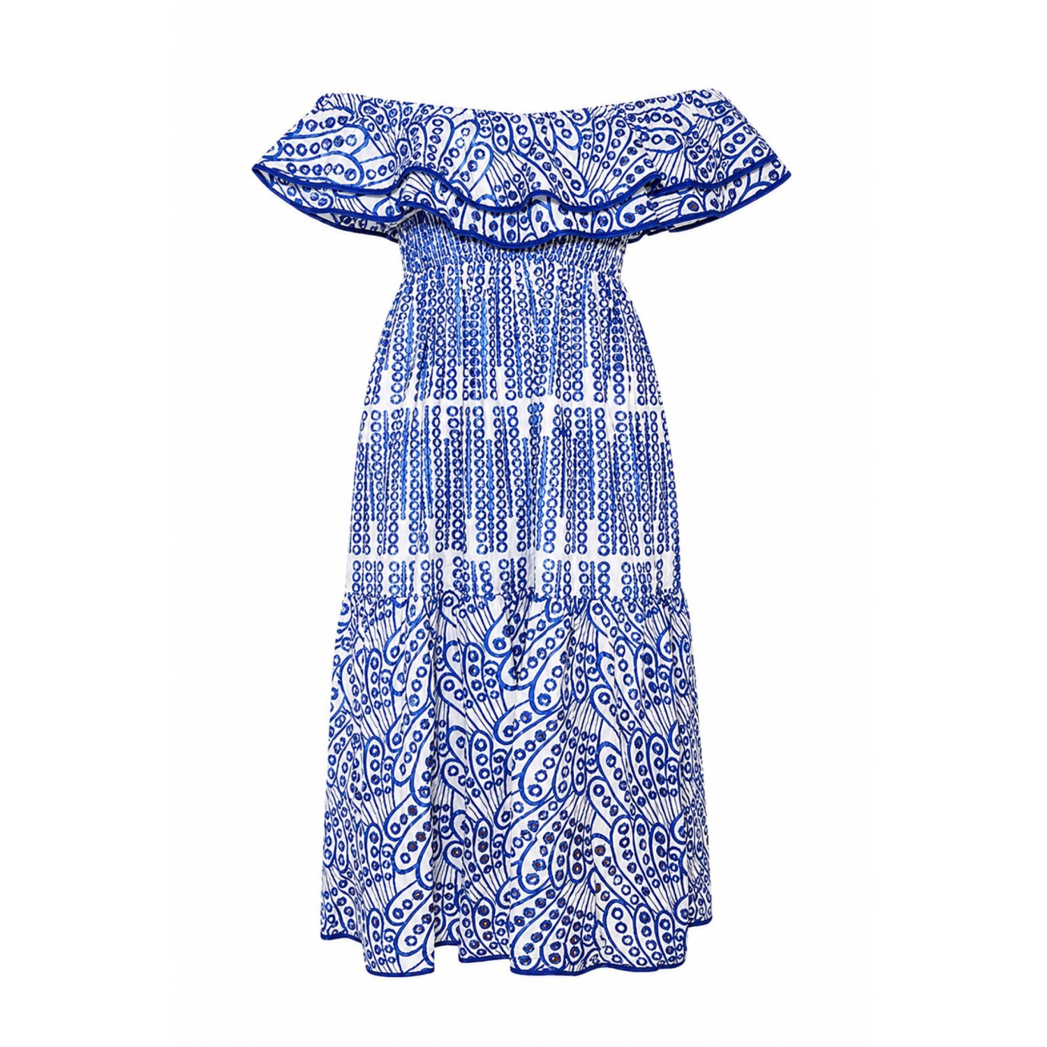 broderie dress blue Blue Broderie Button Maxi Odessa Dress XXS