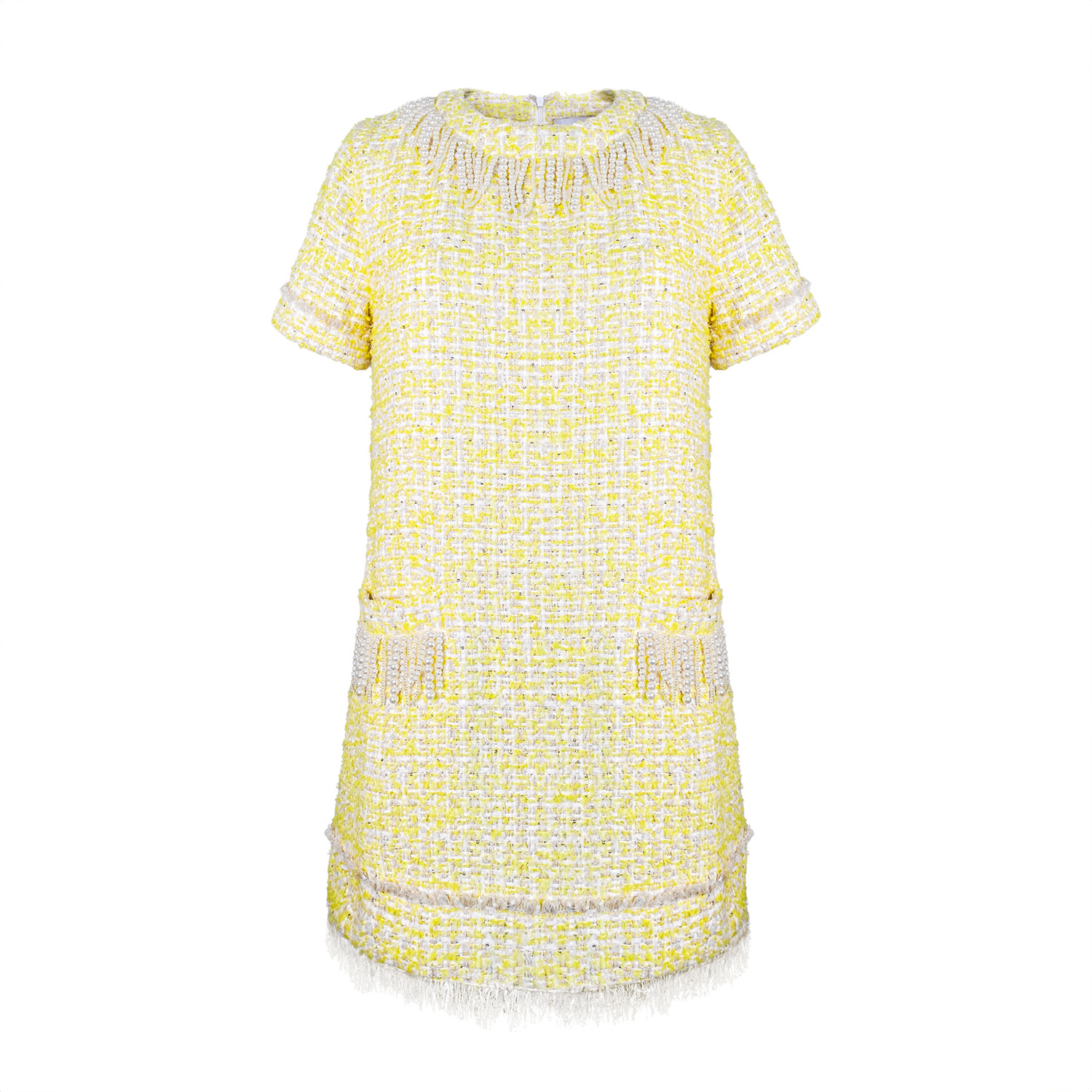 Tia Tweed Bouclé Sheath Mini Dress - Yellow | Solgo Atelier | Wolf