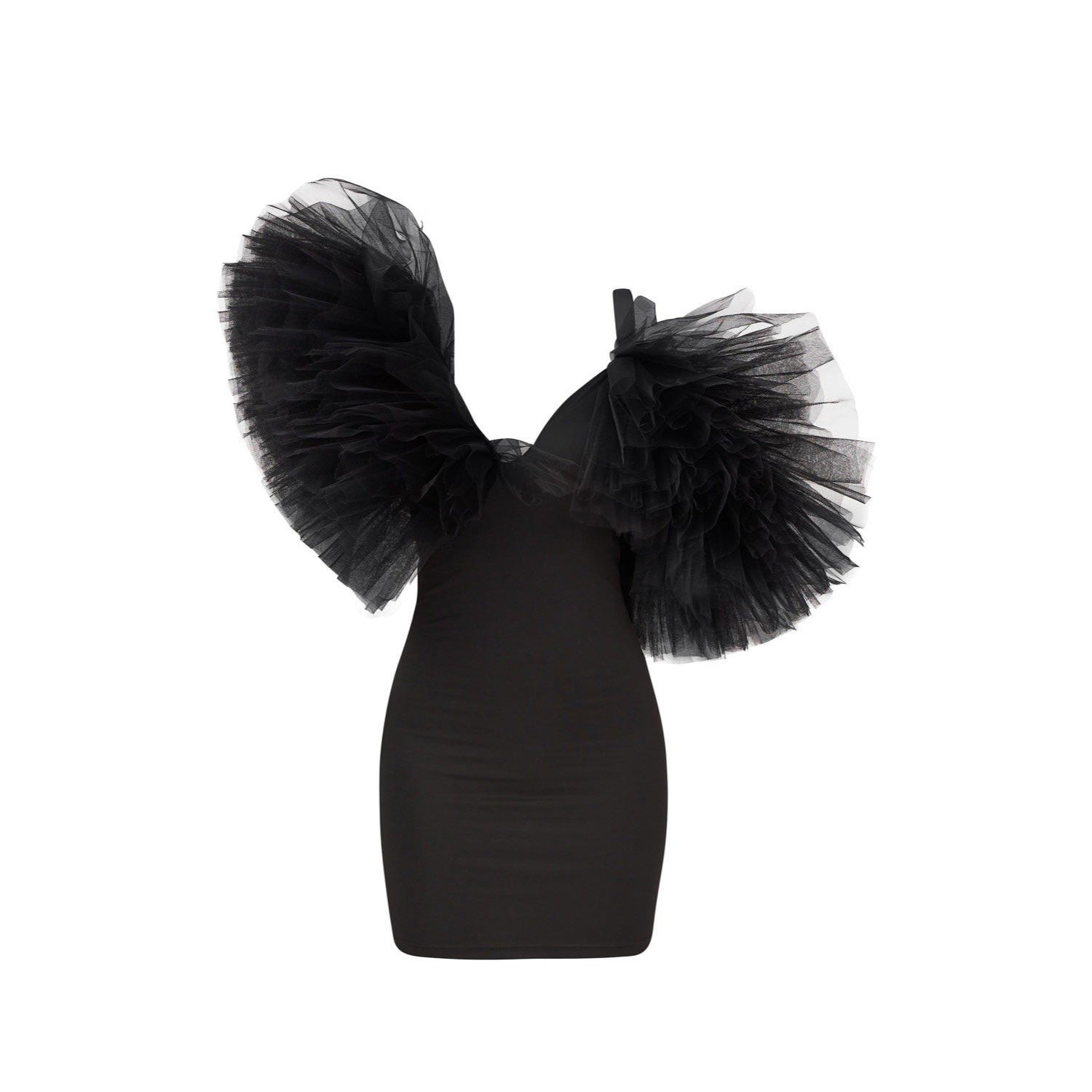 tulle scarf asymmetrical hem mini dress Asymmetrical Chiffon Mini Dress Two-Piece with Draped Scarf  Polka S / Polka