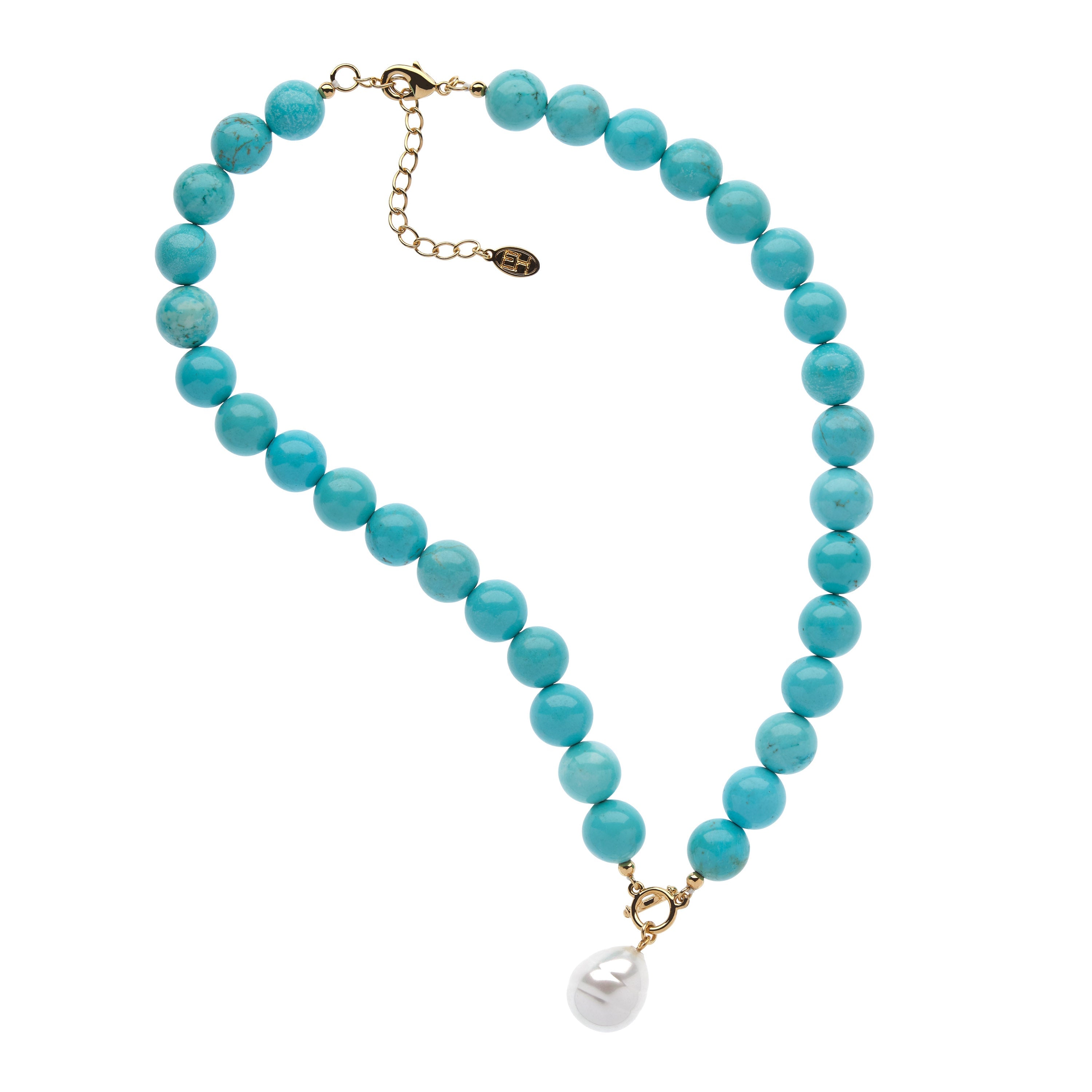 Turquoise & Baroque Pearl 50Cm Necklace | Emma Holland Jewelry
