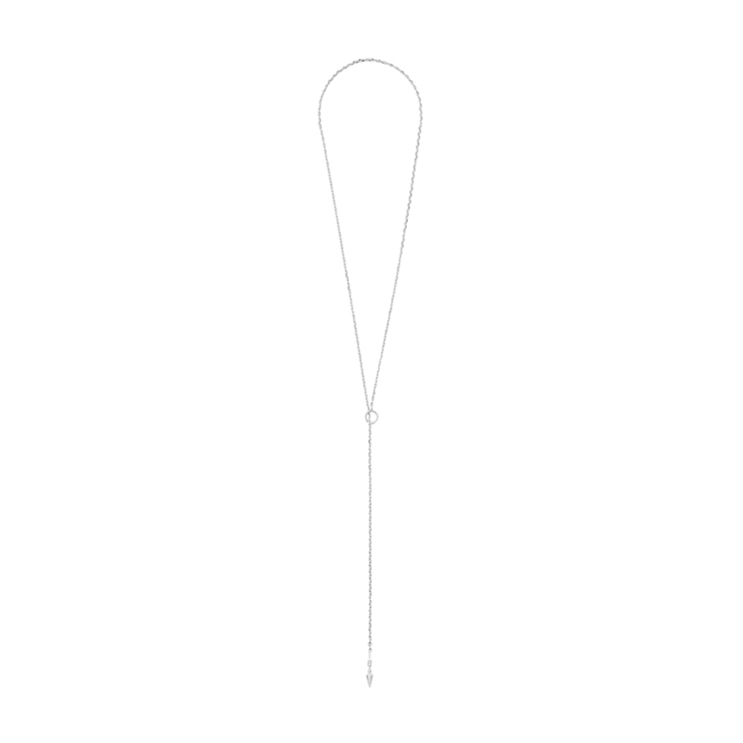 P.D.L Long Drop Pendulum Necklace in White Gold 925 Silver