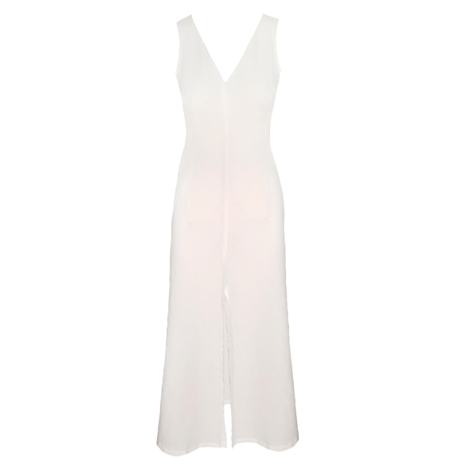 v neck white linen dress WHITE LINEN DRESS V-NECKLINE
