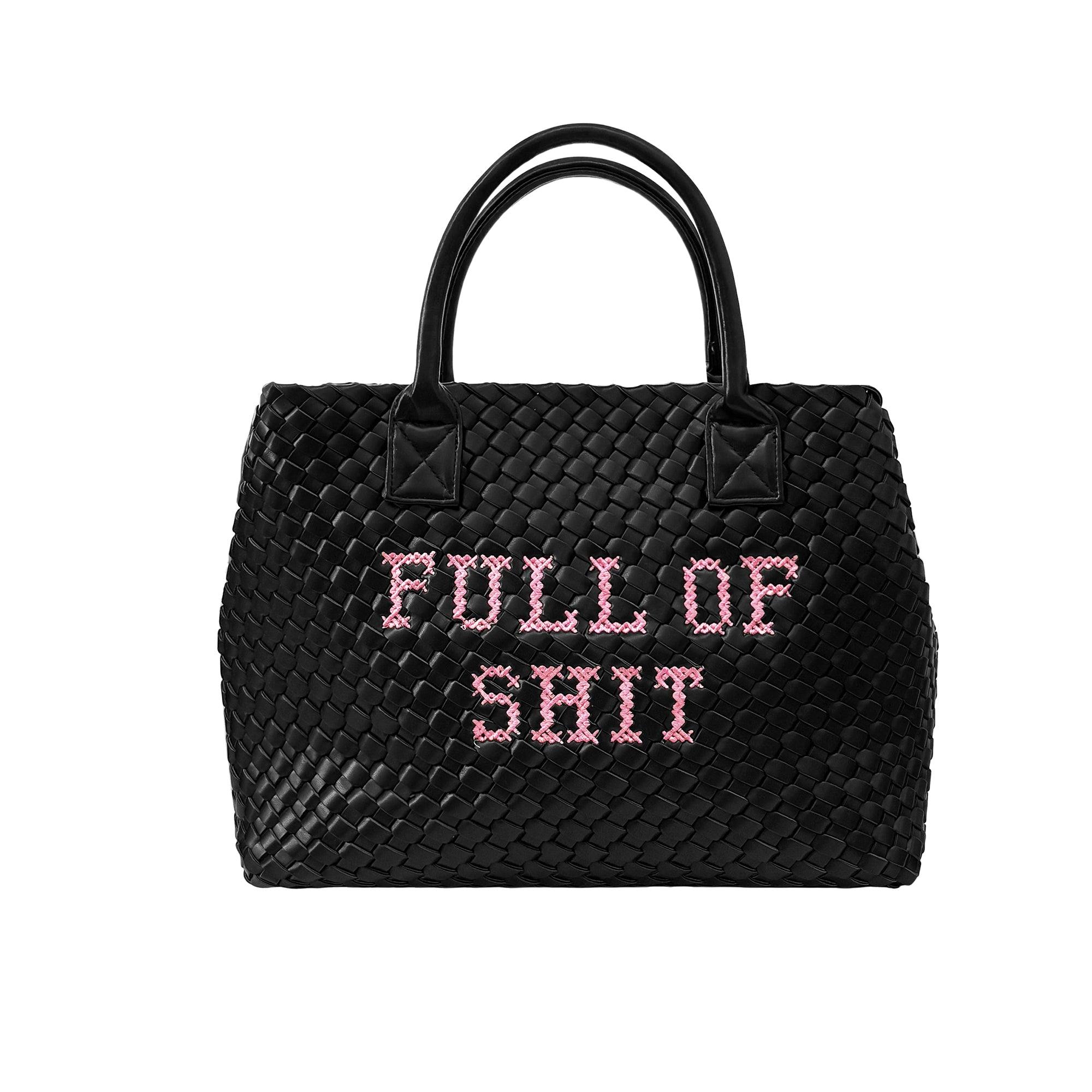 Vegan Pink Full Of Shit Woven Handbag | Lilly Loves | Wolf & Badger