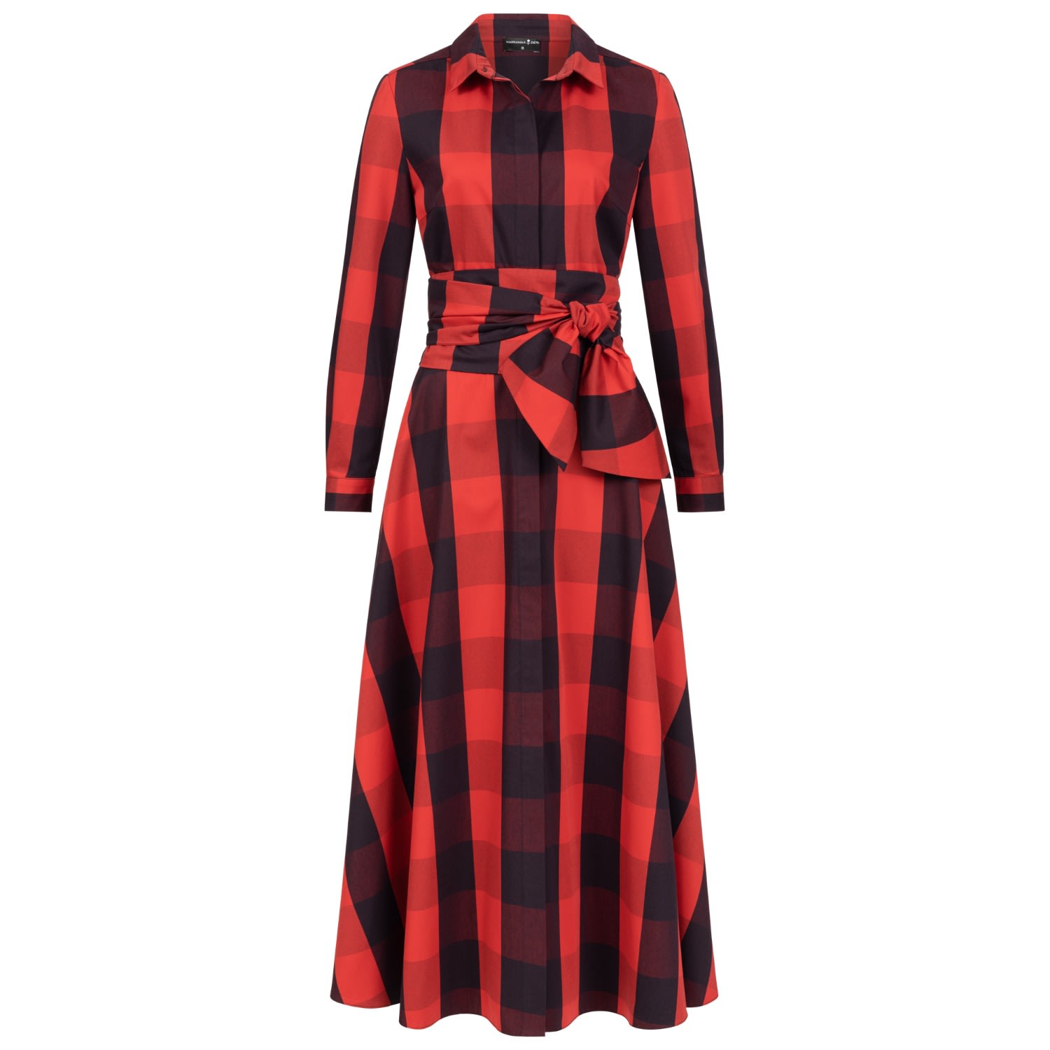fitted lace wedding dress Plaid Red Black Long Sleeve Maxi Dress Women main image 1