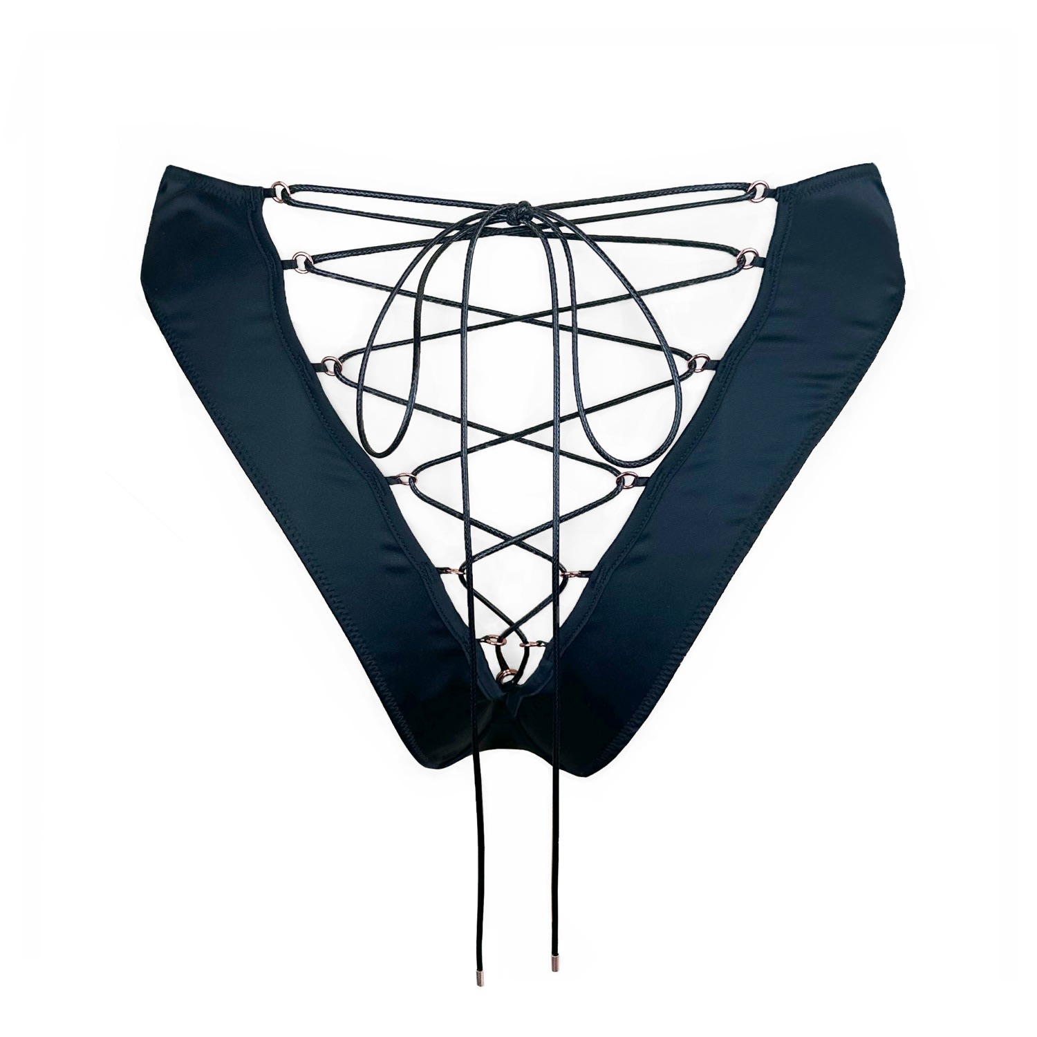 Whisper Lace-Up Bikini Black | Monique Morin Lingerie | Wolf & Badger