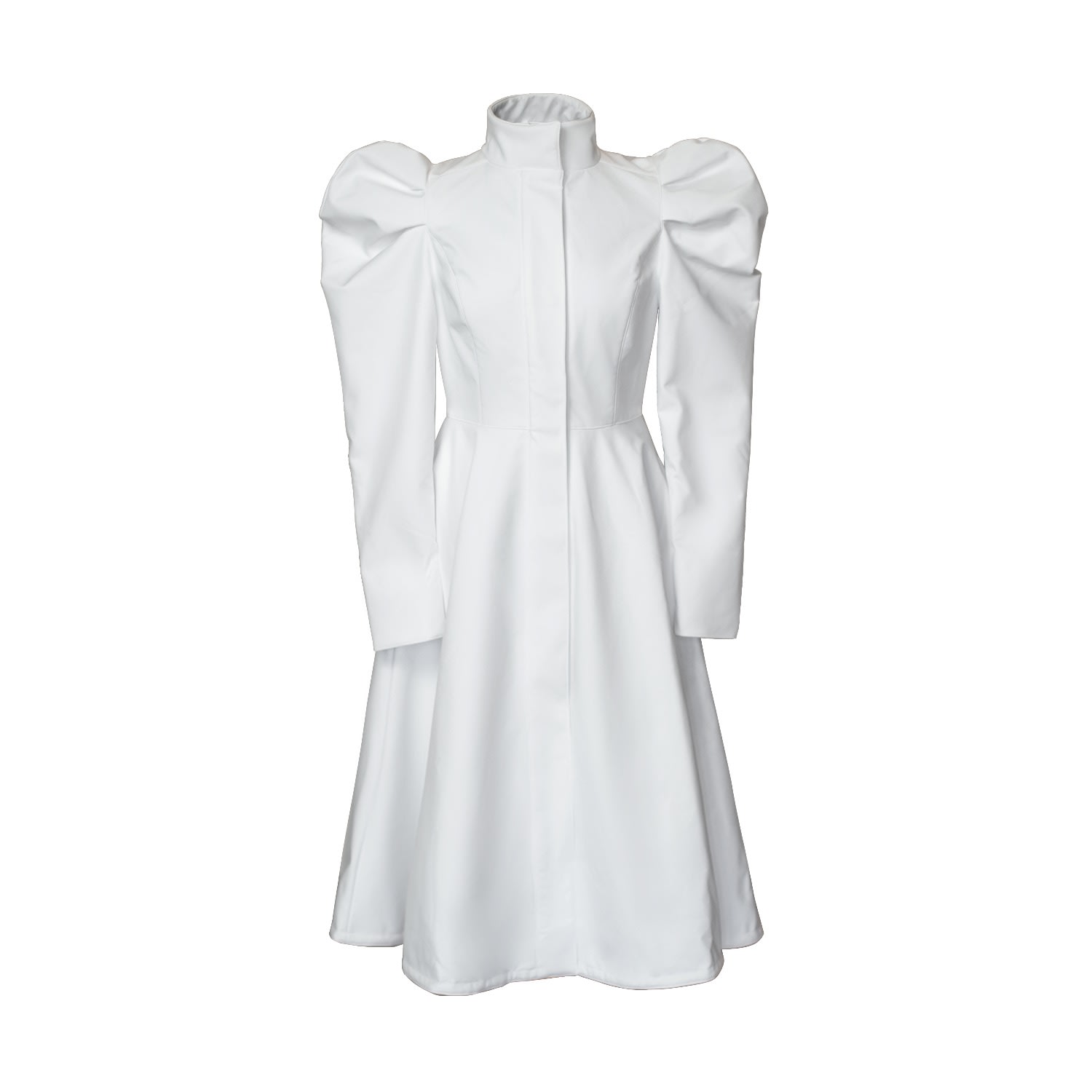 white coat dresses for women Handmade A-Line Wool  Long Swing Winter & Wedding Overcoat Women's White Coat With Balloon-Styled