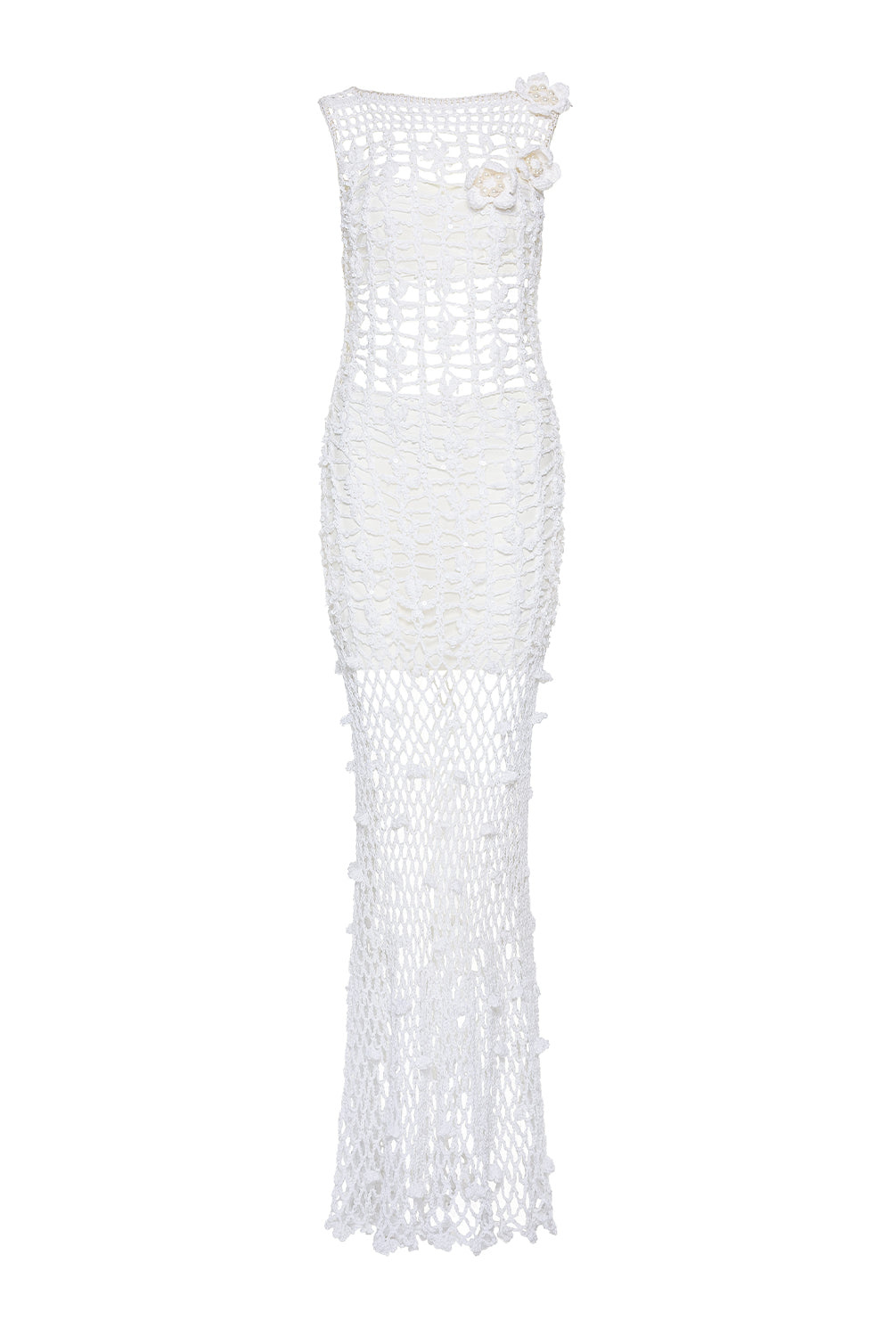 crochet long white dress Cancun Crochet White Dress M / White