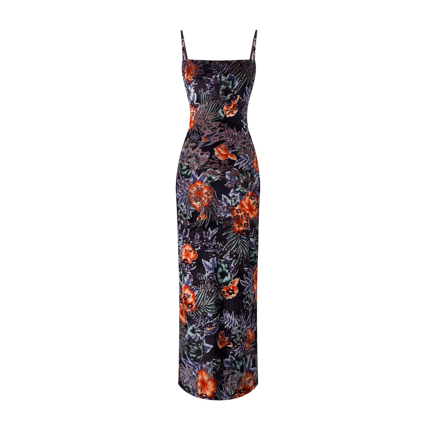 velvet floral bodycon dress Rocky Stretch Burnout Velvet Floral Summer Dress With Spaghetti Straps | Medium