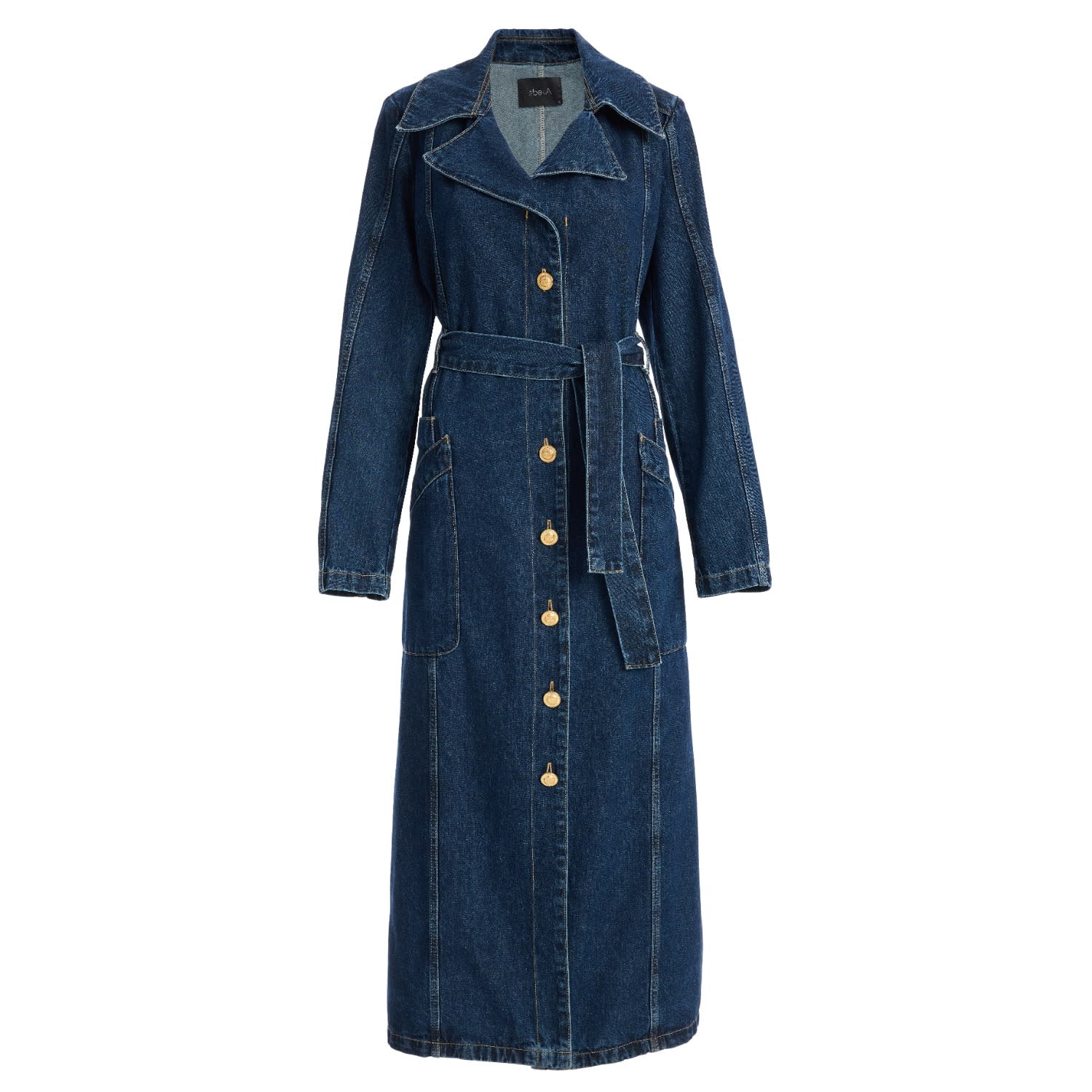 white christmas dresses Double-breasted Strappy Denim Trench Coat main image 1