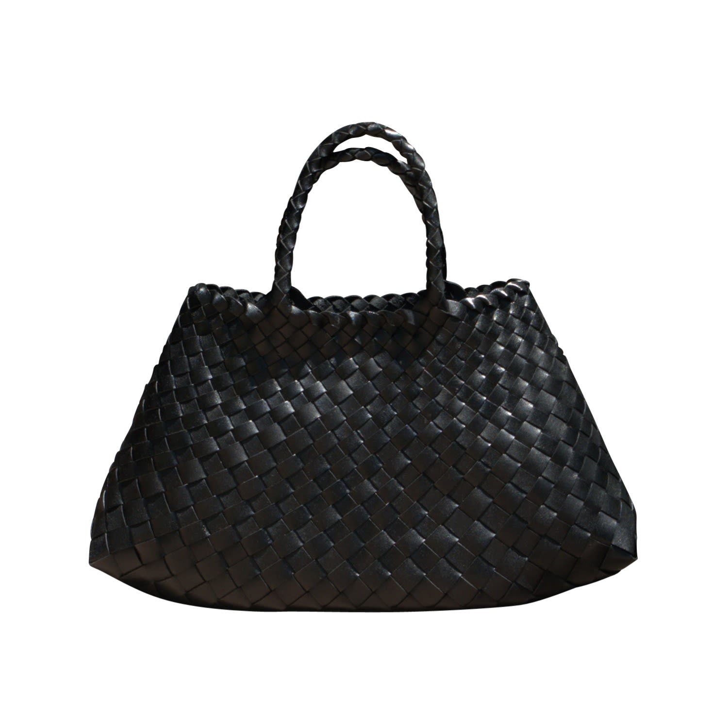 レディース Woven Leather 2Way Hand Bag Black 2952