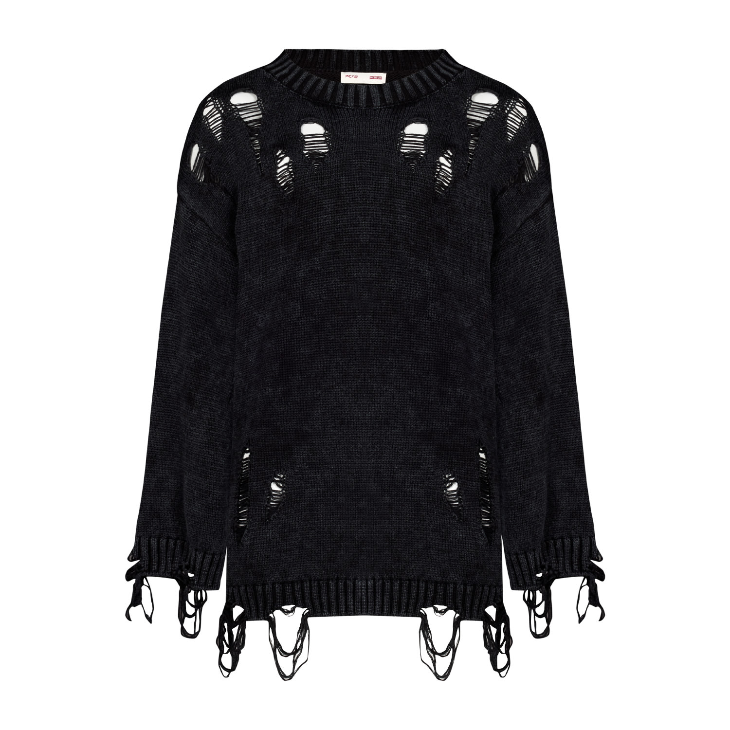 Your Itch Ripped Knit Sweat - Black | PCFG | Wolf & Badger