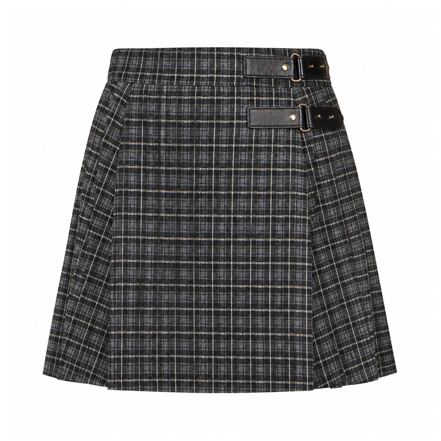 Yumi Black Check Pleated Mini Skirt | Yumi | Wolf & Badger