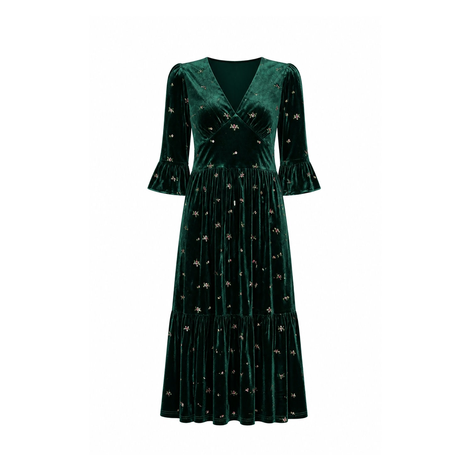 collectif green velvet dress Yumi Embroidered Midi | Yumi imagefix-20260423