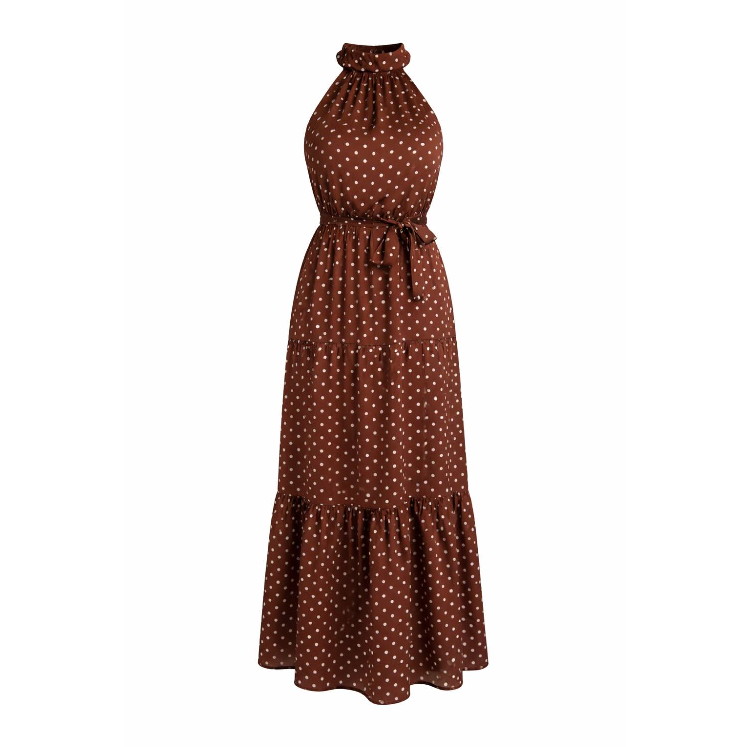 Zaynab Halterneck Tiered Maxi Dress Brown Spot | Girl In Mind | Wolf &  Badger