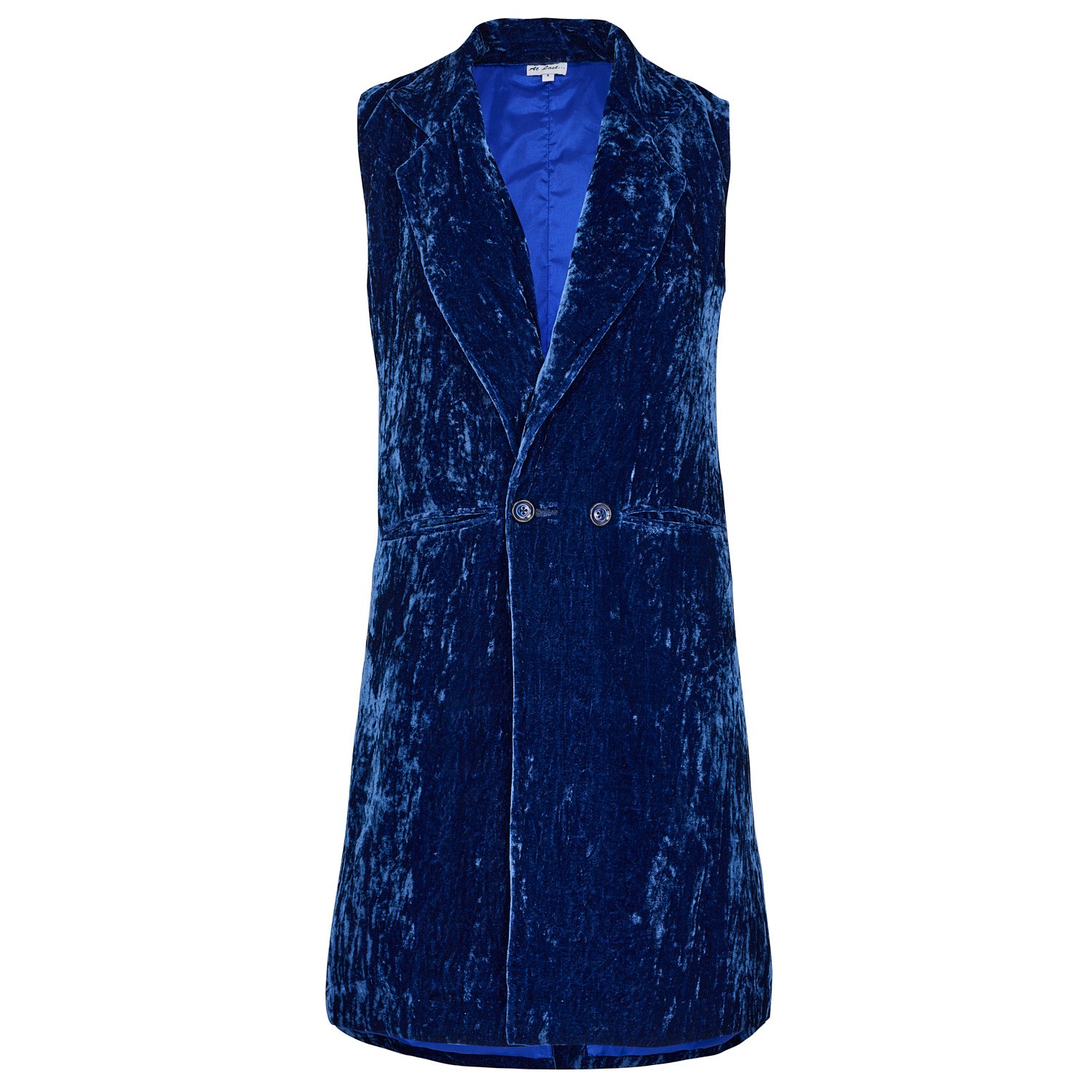 Women's Long Silk Velvet Waistcoat In Sapphire Blue