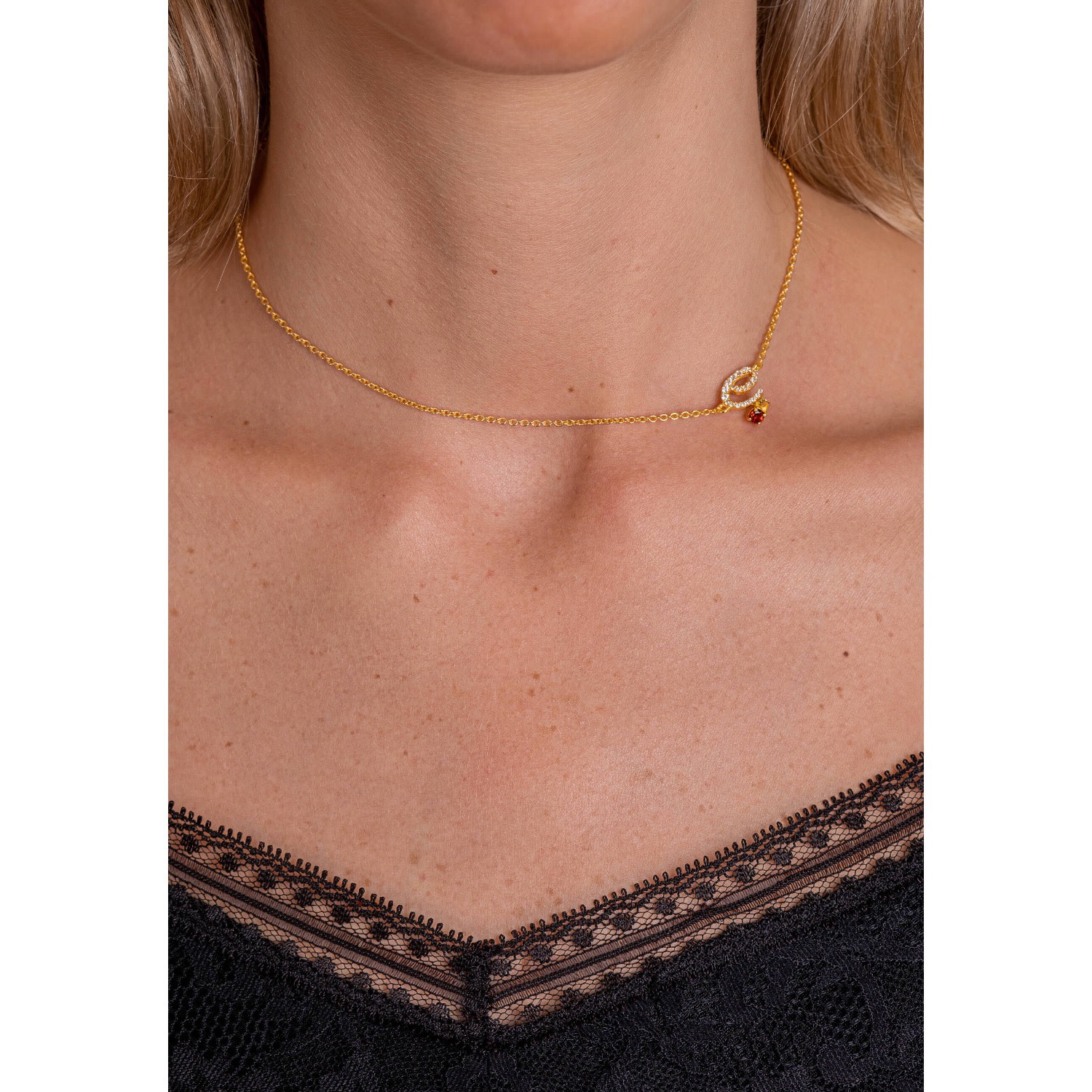 Lavani Jewels Women's Gold / White Zircon "e" Initial Necklace In Gold