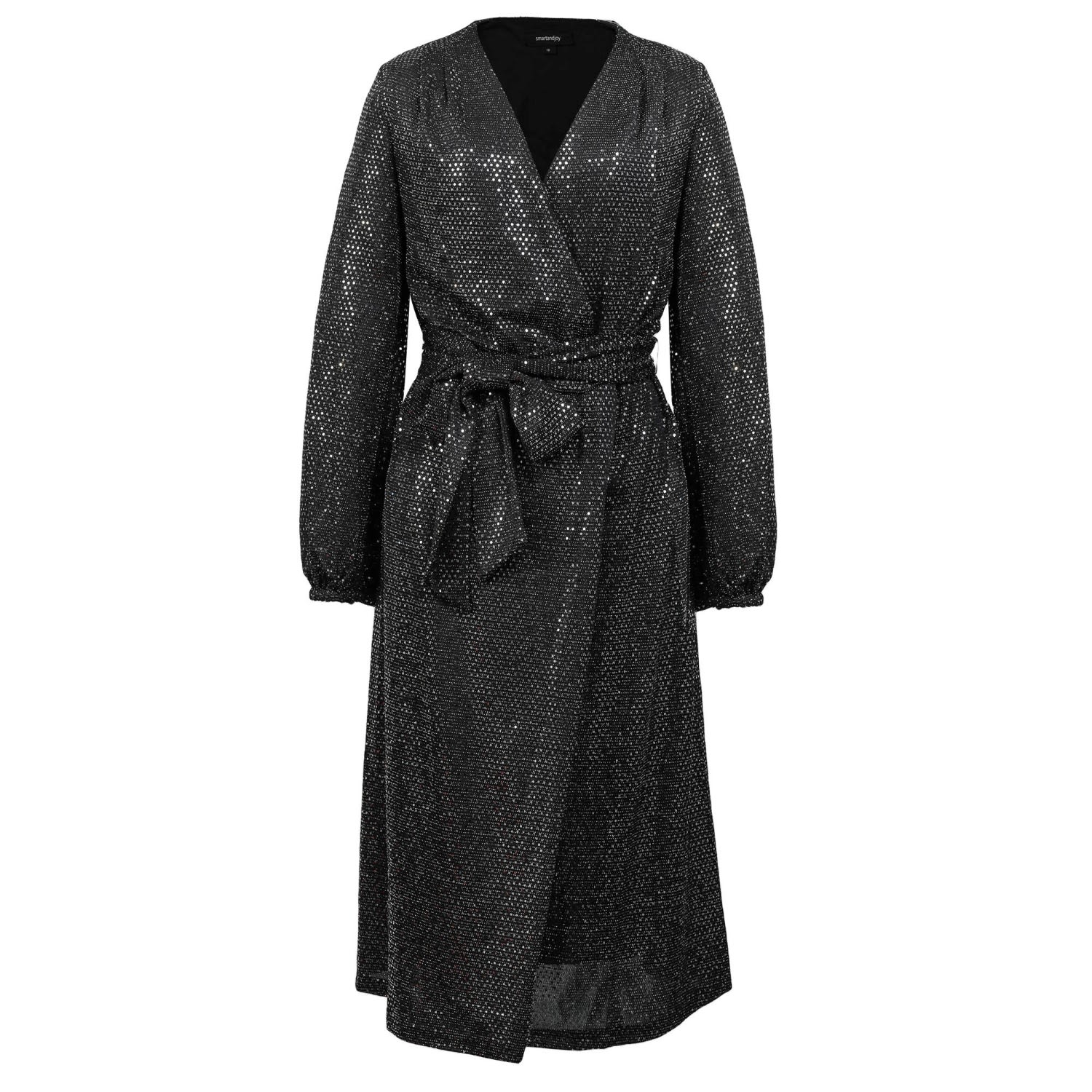 Smart And Joy Women's Grey Wrap Effect Glitter Dress - Silver | ModeSens
