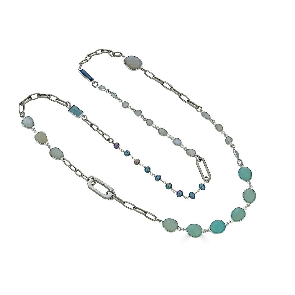 Loni Paul Jewelry Women's Silver Moonstone, Kyanite, Aquamarine & Pearl Long Necklace In Silver