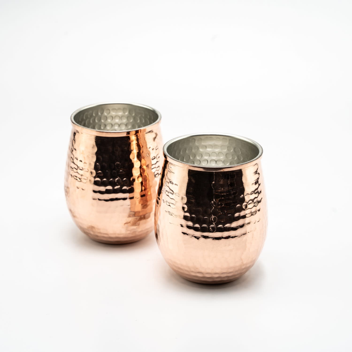 Anatoliacraft Rose Gold Set Of Two Hand-hammered Copper Glasses, Copper Glasses Collection