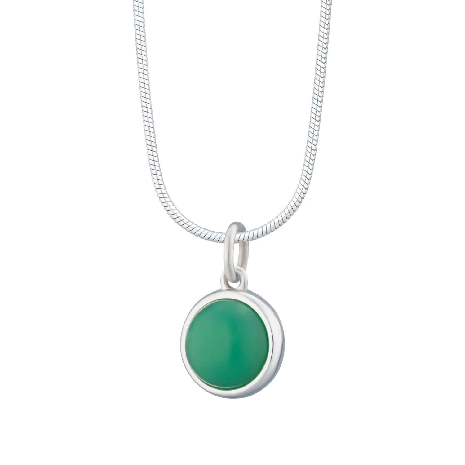 Women’s Sterling Silver Chrysoprase Touchstone Necklace With Slim Snake Chain - Happiness Lily Charmed