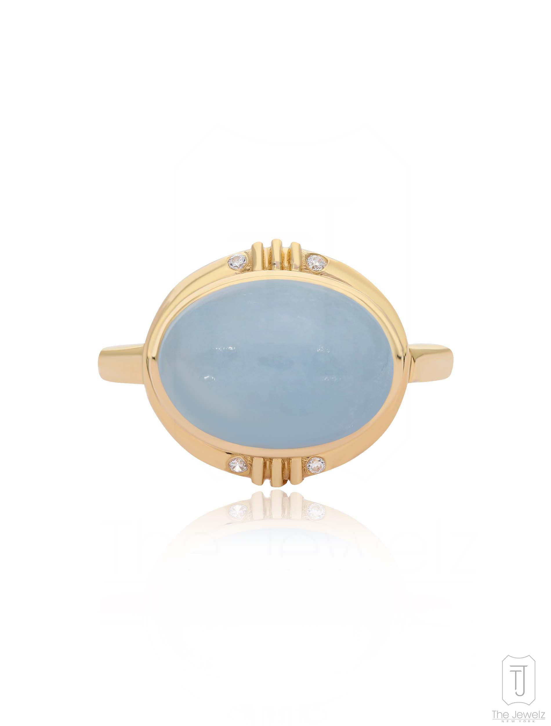 The Jewelz Women's Gold Aqua Innes Cabochon Ring In Gold