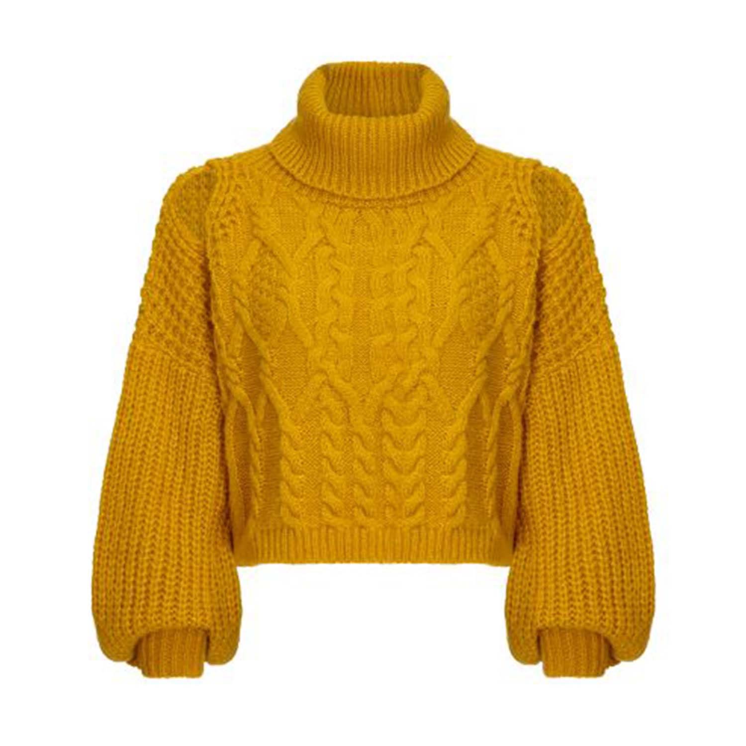 Women’s Yellow / Orange Mimi Cropped Cut Out Cable Jumper - Mustard Large Cara & the Sky