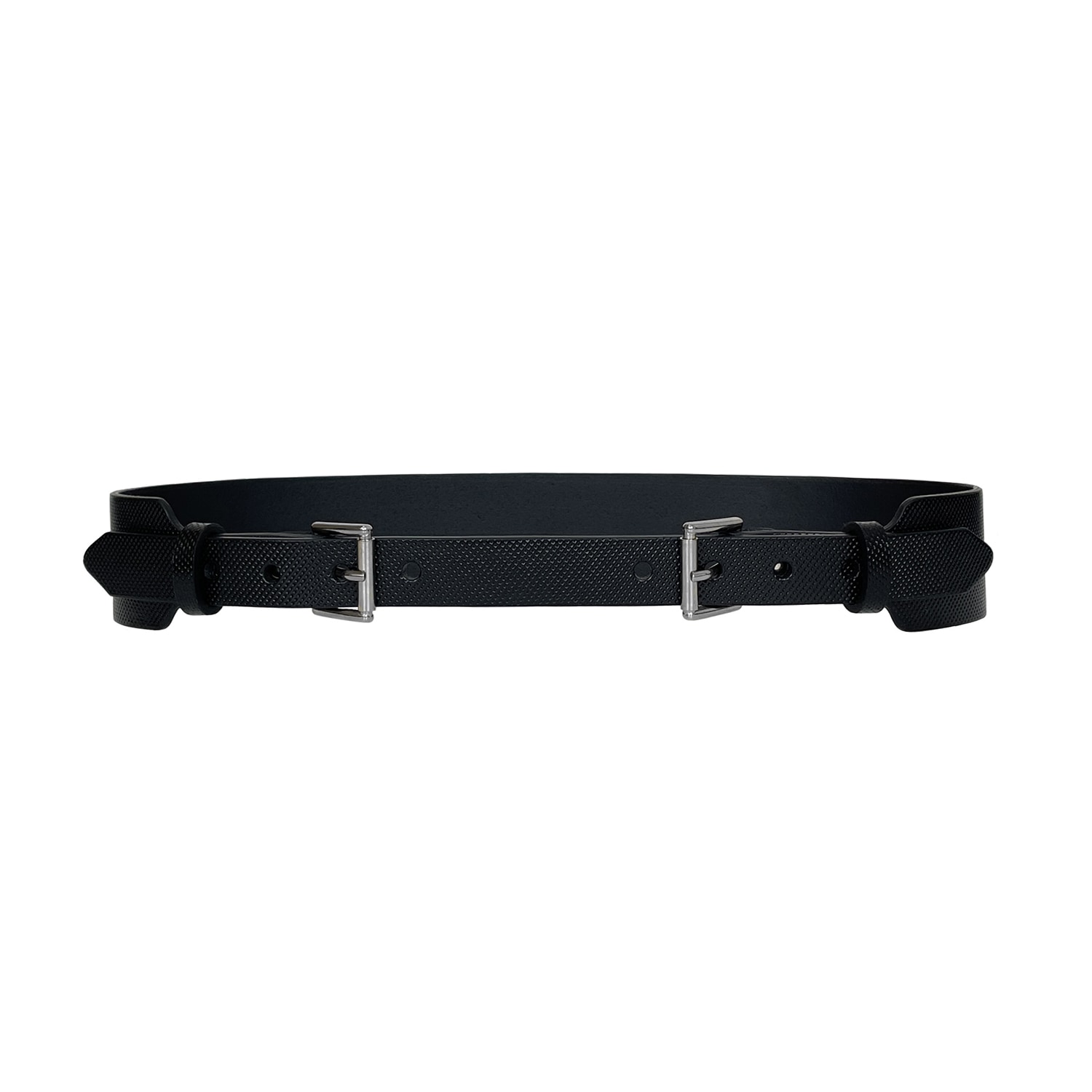 Black Textured Waistband Belt  Hammered Leather Waist Belt - Black/Gold | Boston Proper main image 3