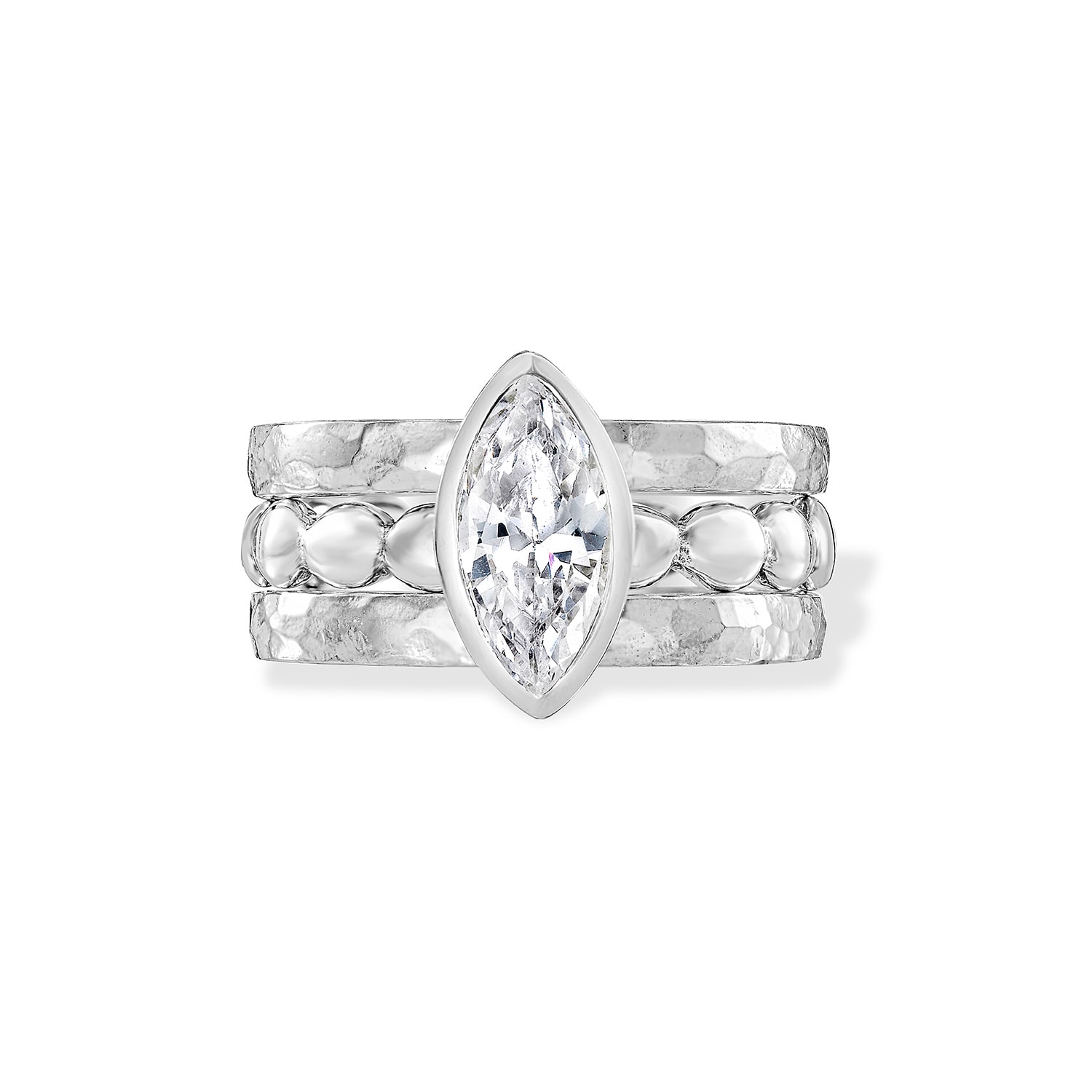 Dower & Hall Women's Stormi Twinkle Stacking Rings Set In Sterling Silver In White