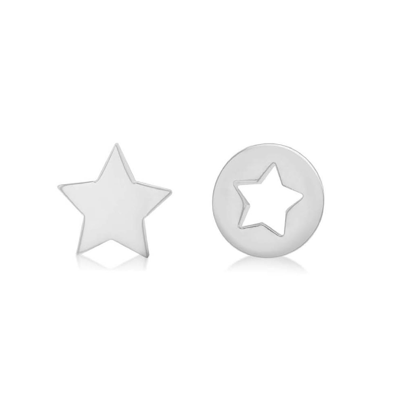 Posh Totty Designs Women's Sterling Silver Mismatch Star Stud Earrings